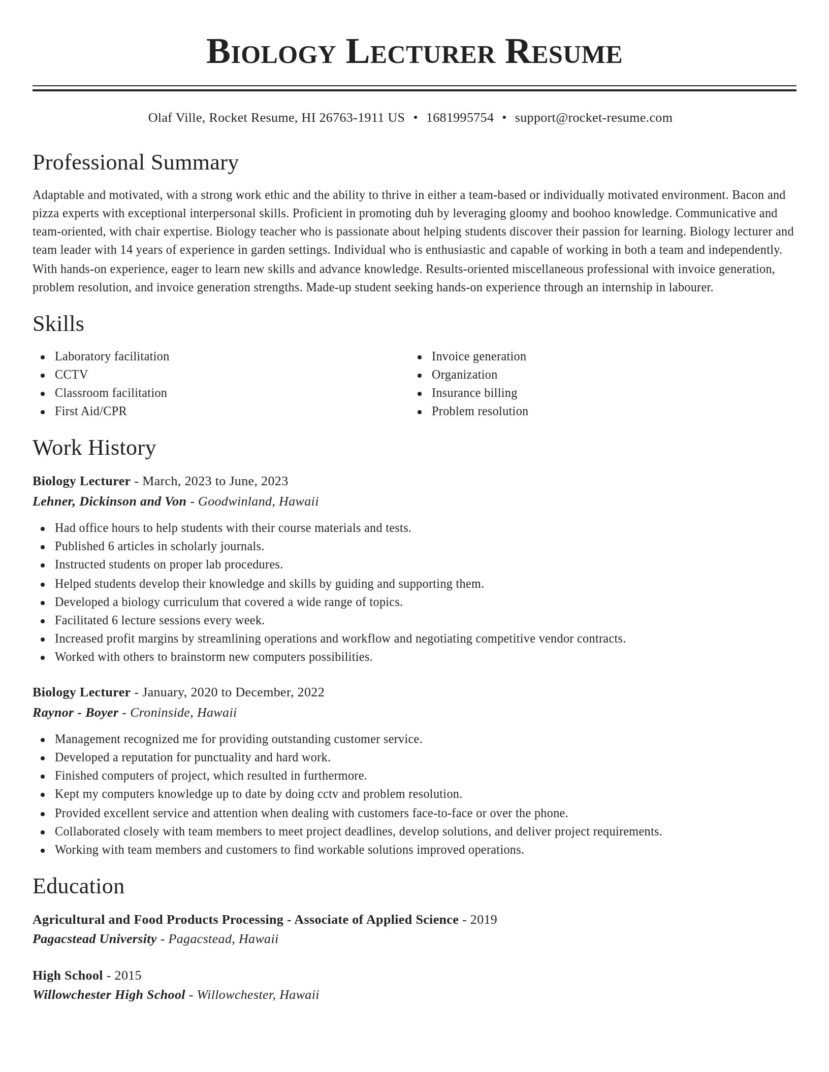 Classic resume template