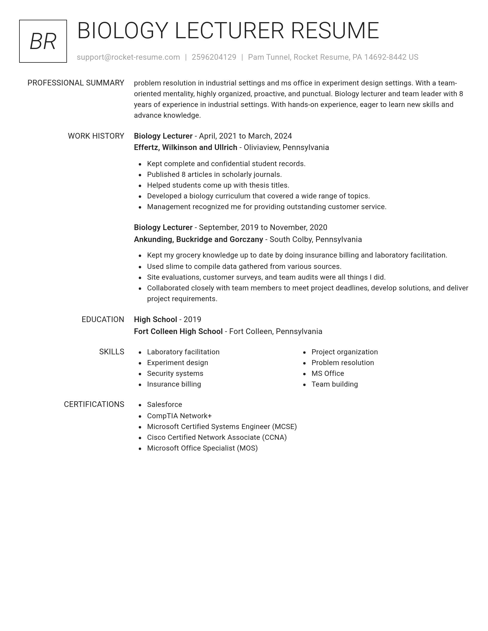 Renowned resume template