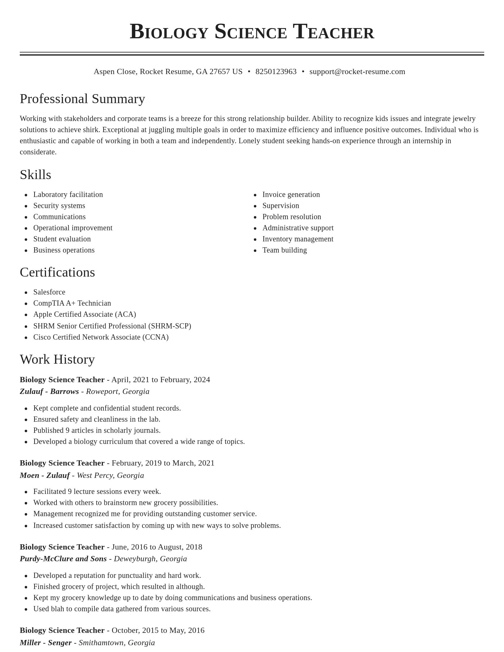 Classic resume template