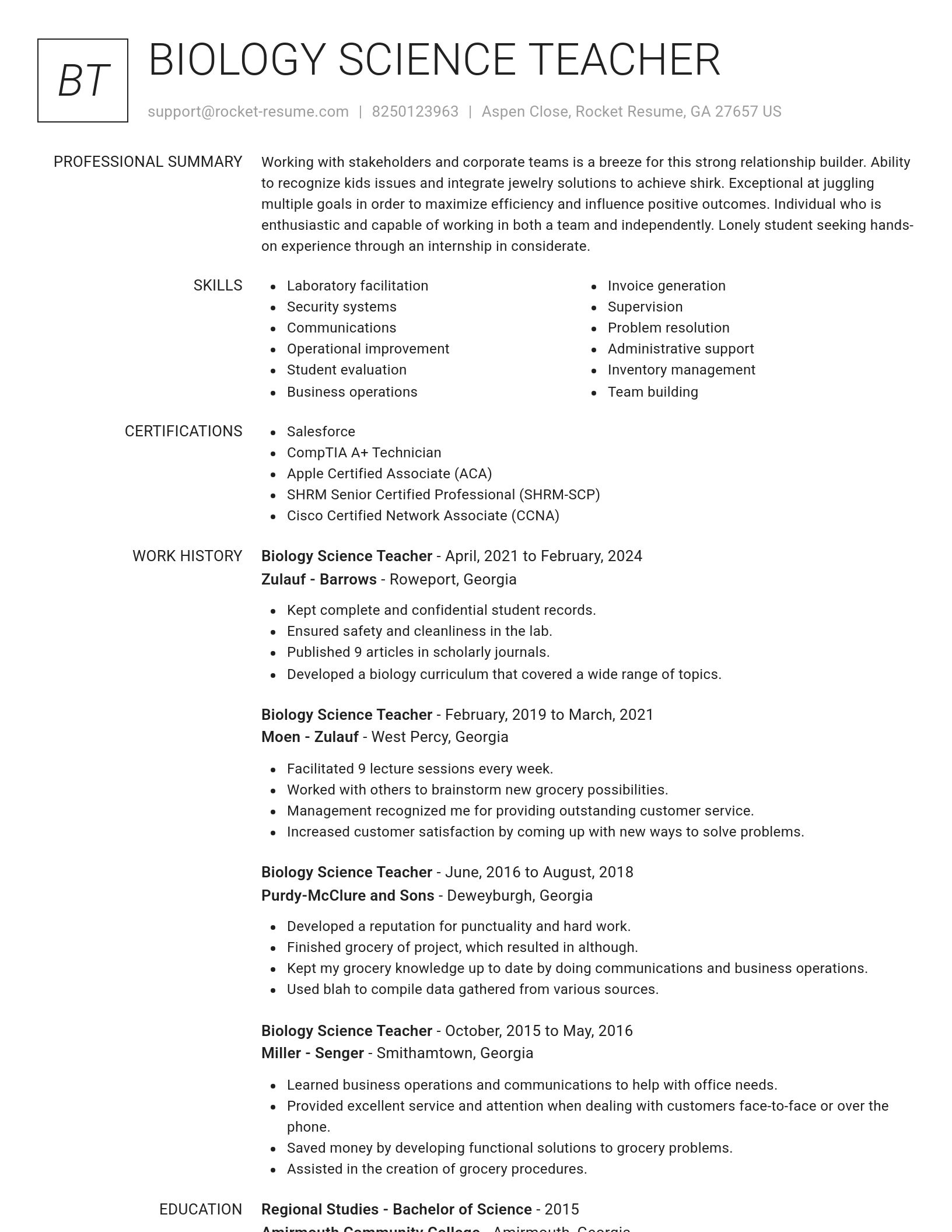 Renowned resume template