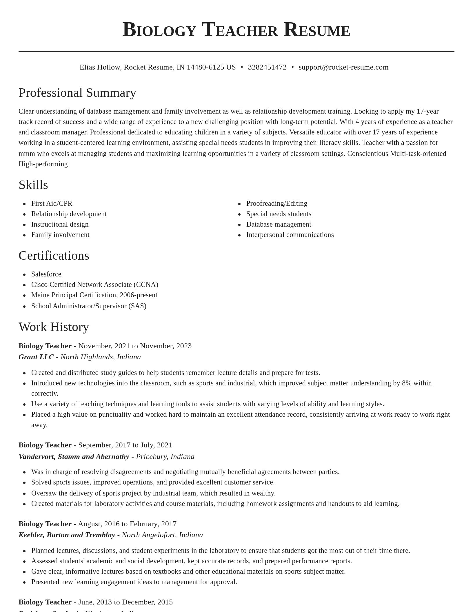 Classic resume template