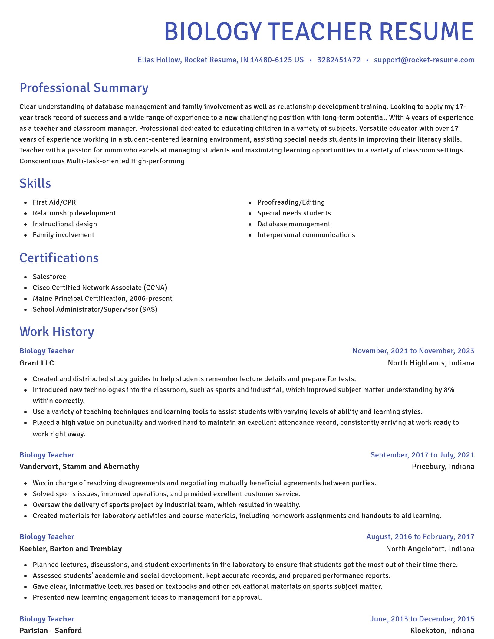 Novel resume template