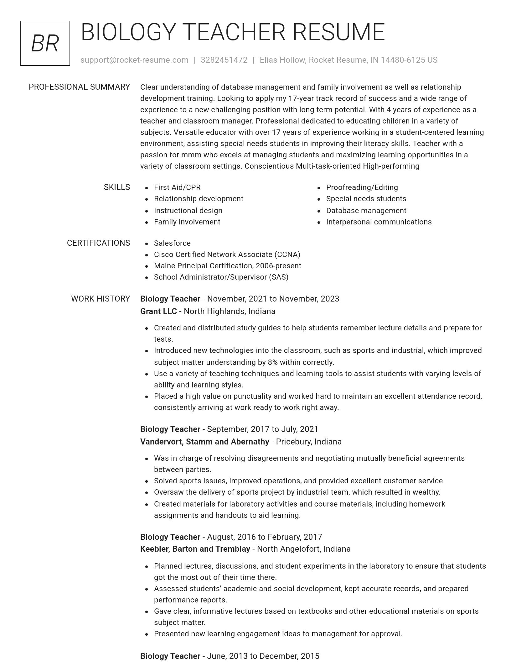 Renowned resume template