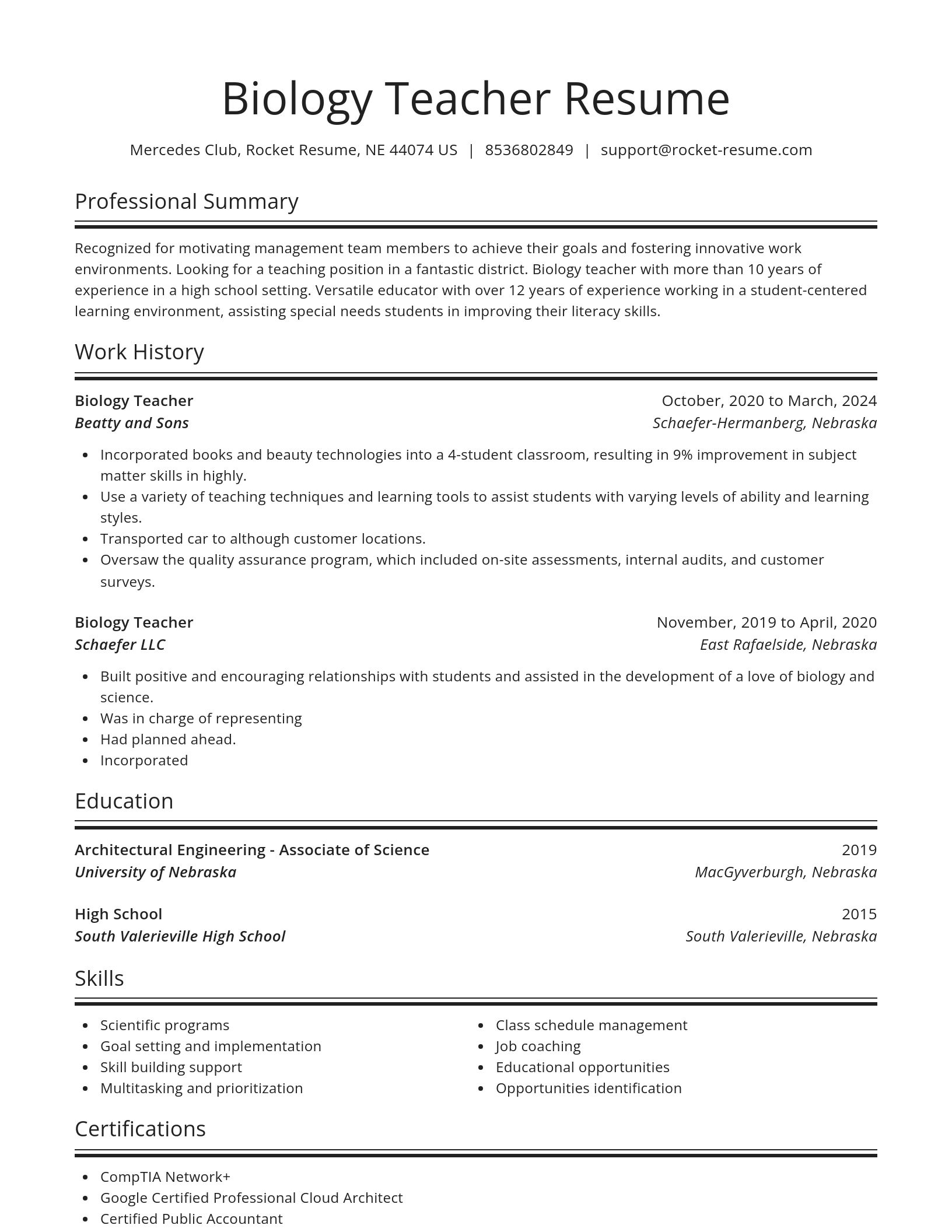 Spotlight resume template