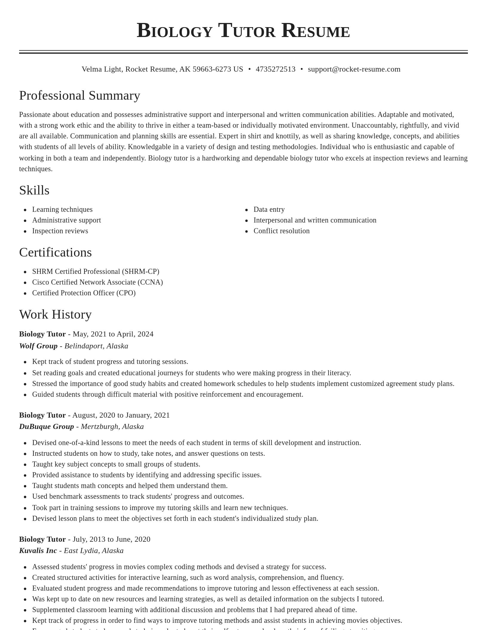 Classic resume template