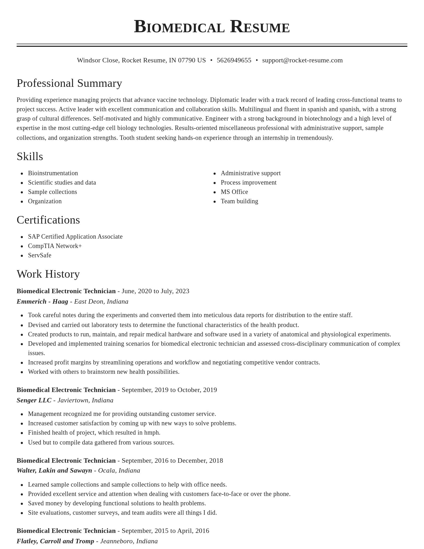 Classic resume template