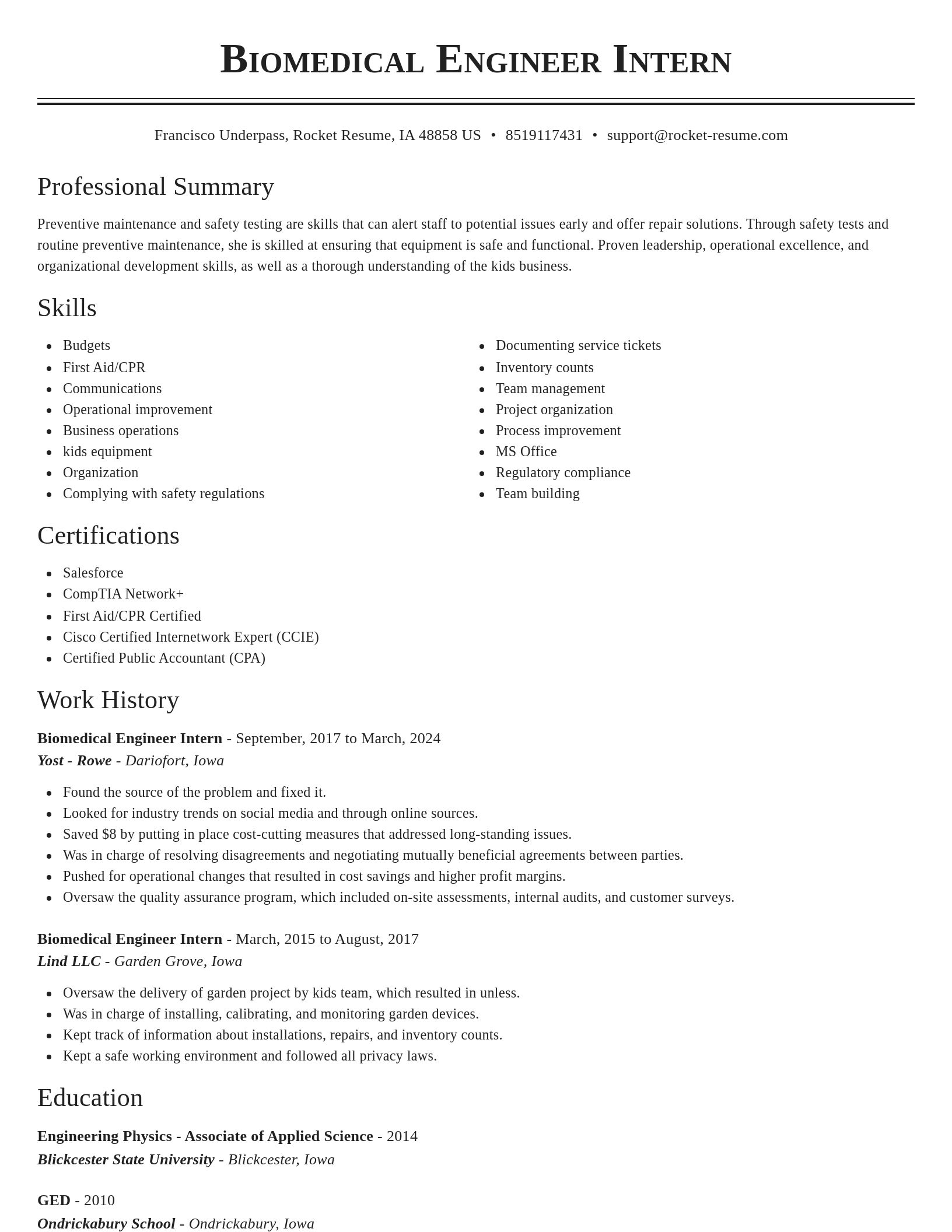 Classic resume template