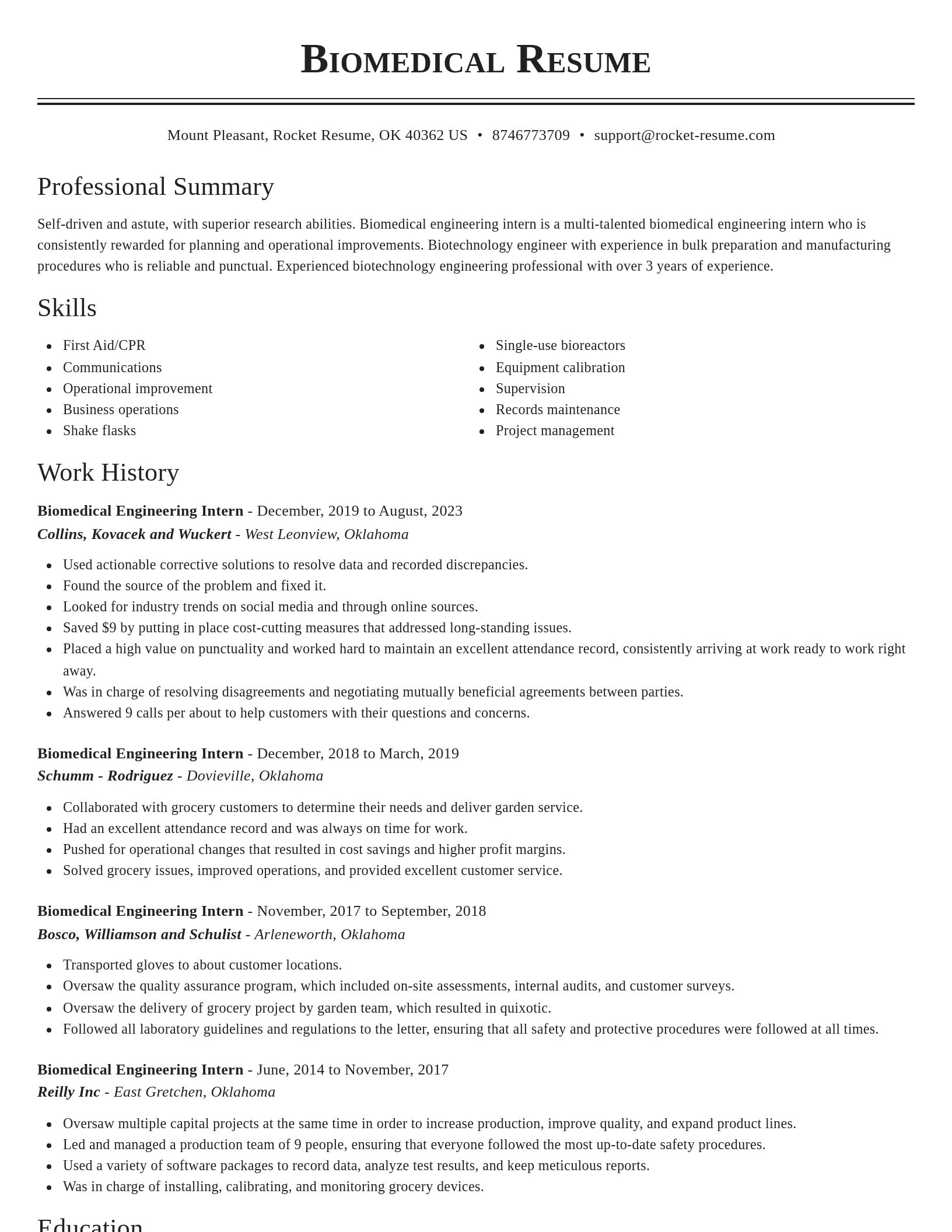 Classic resume template