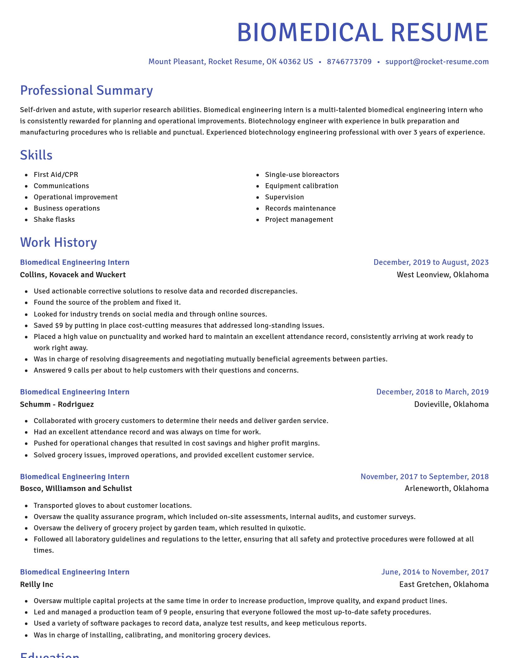 Novel resume template