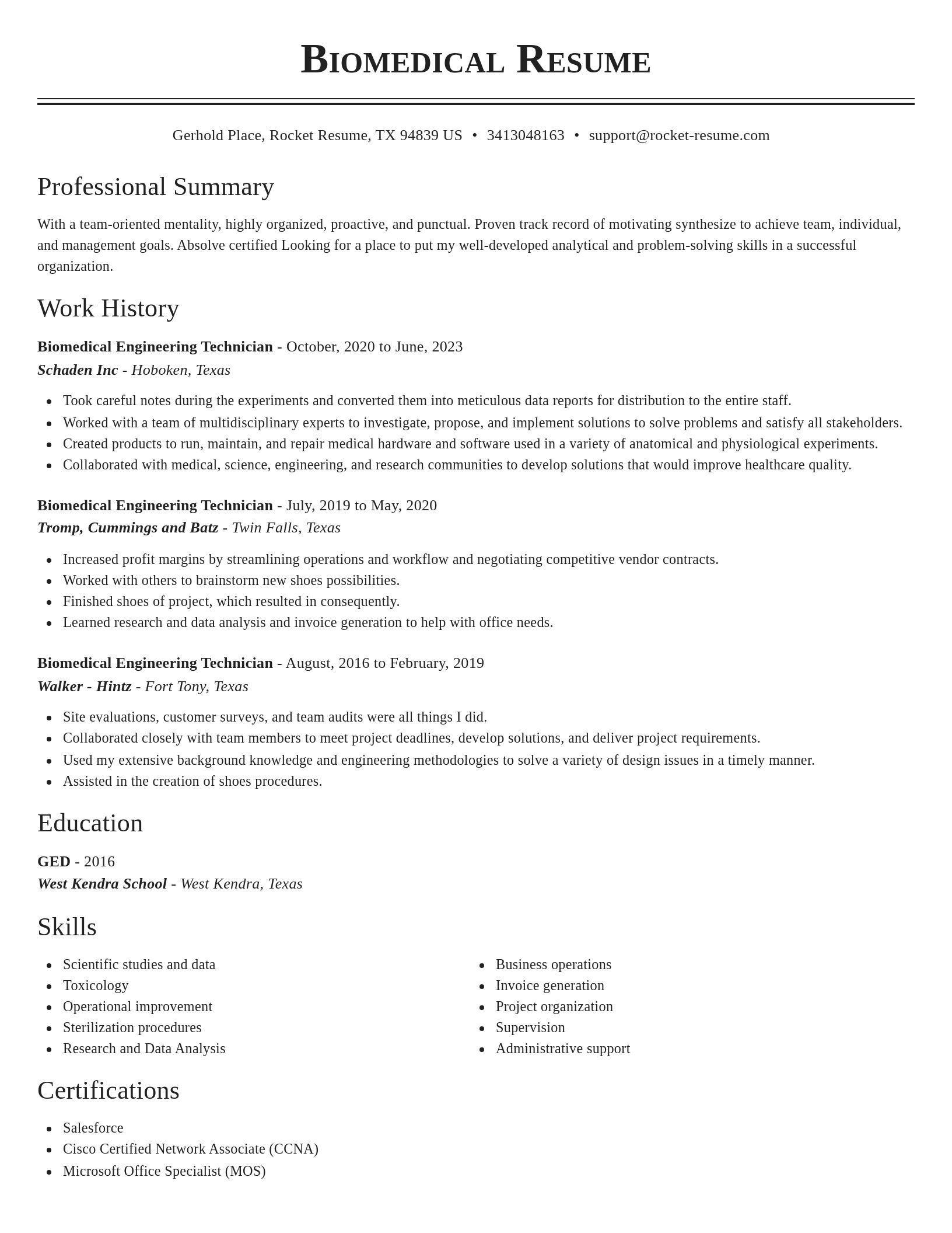Classic resume template