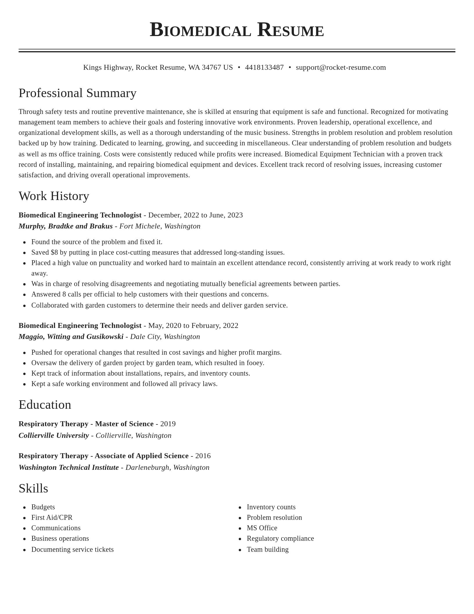Classic resume template