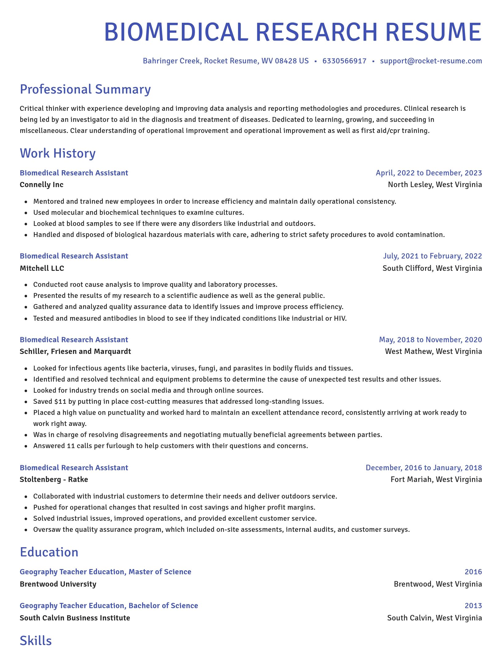 Novel resume template