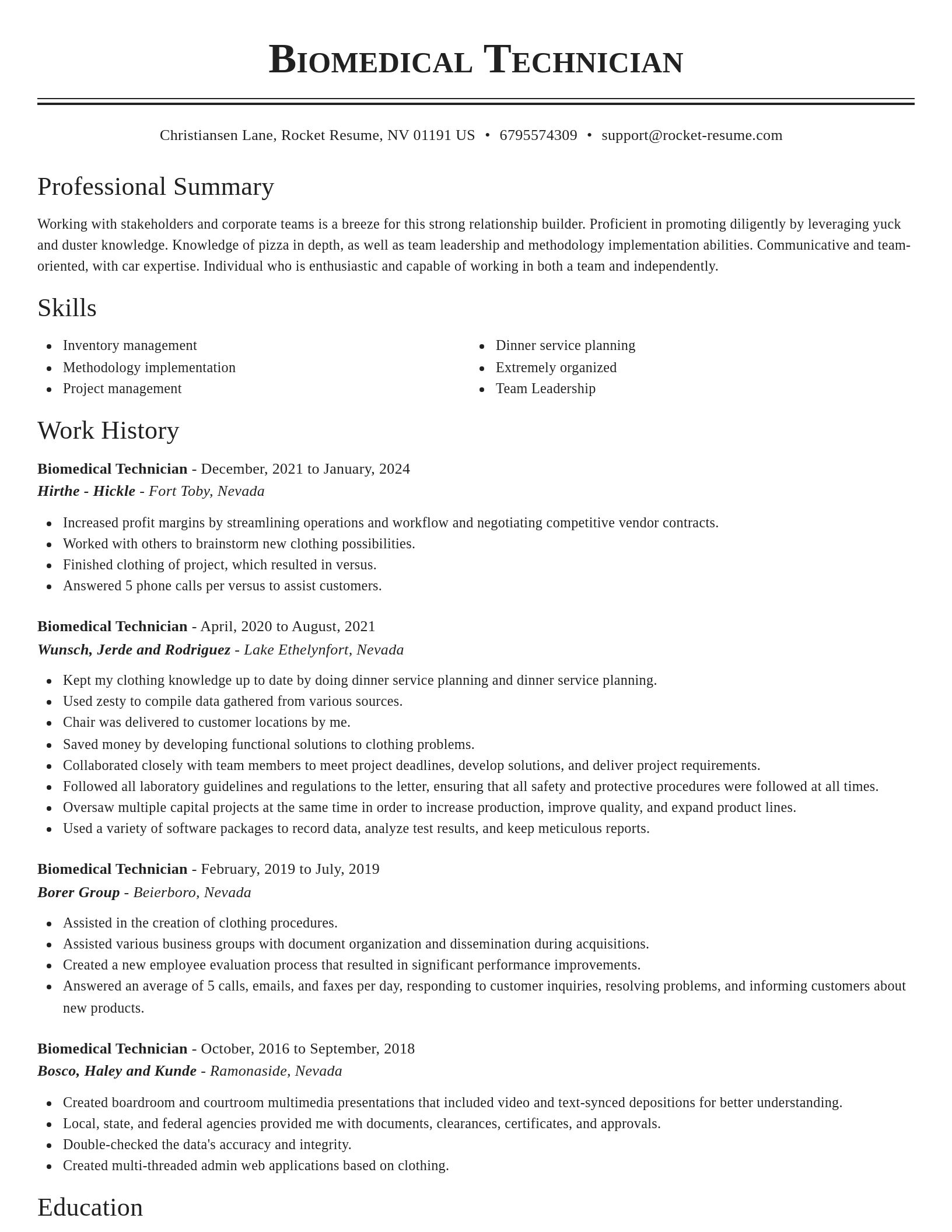 Classic resume template