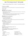 Biotechnologist resume template
