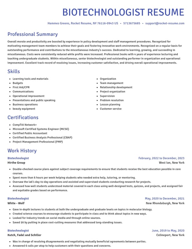 Novel resume template