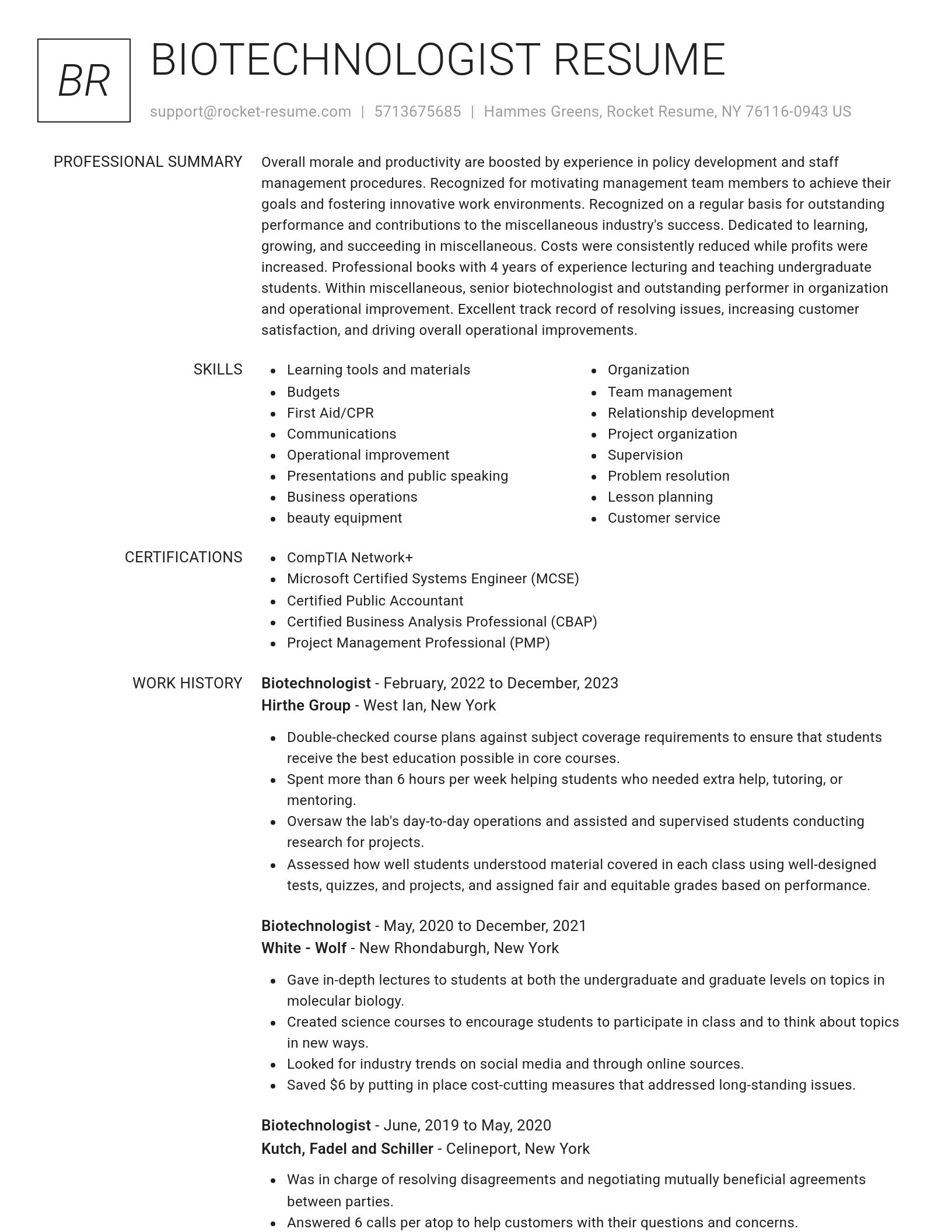 Renowned resume template