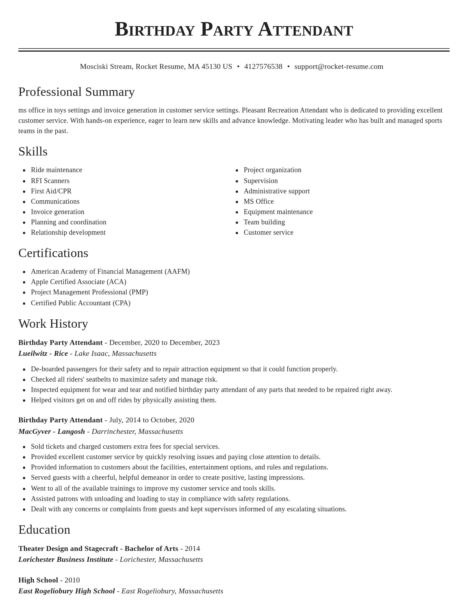 Classic resume template