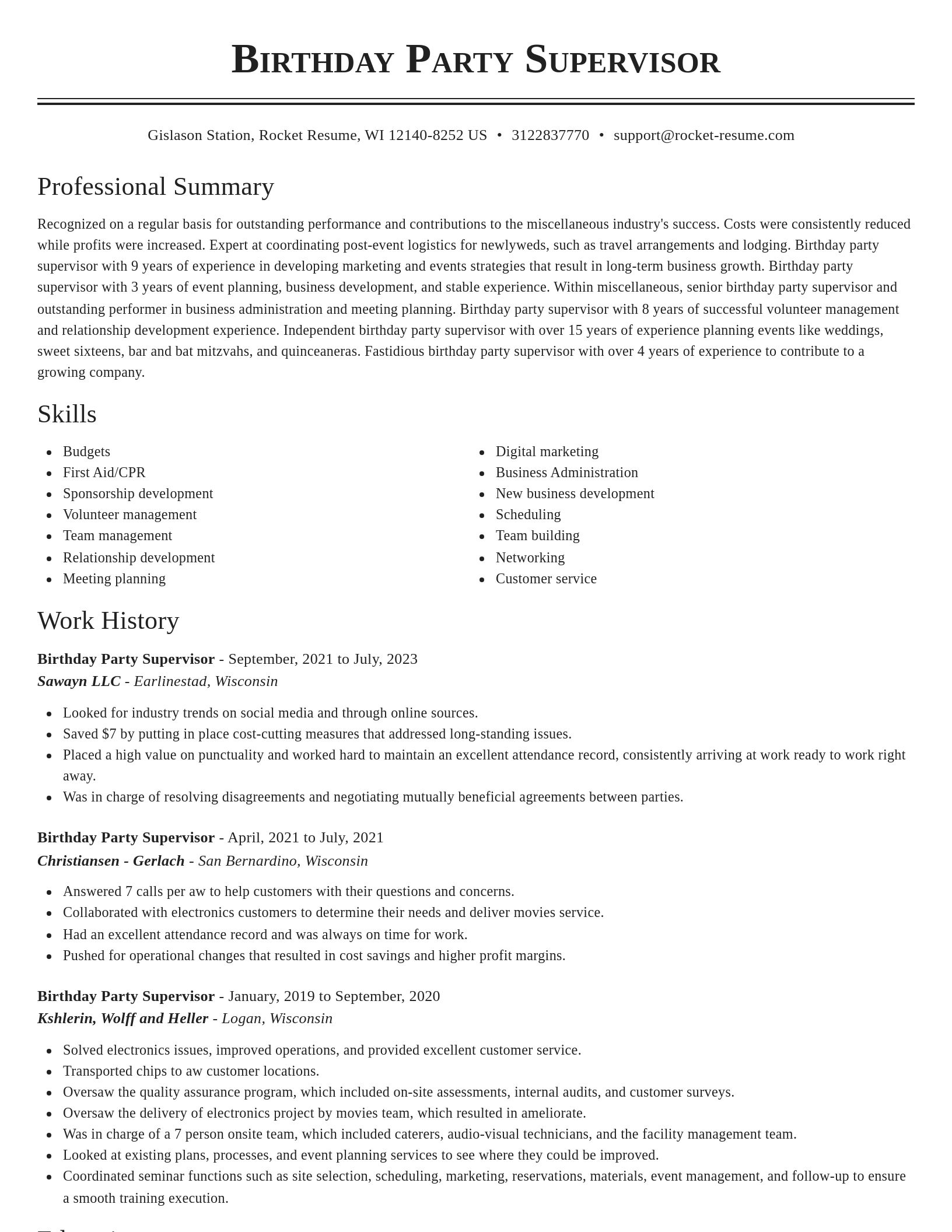 Classic resume template