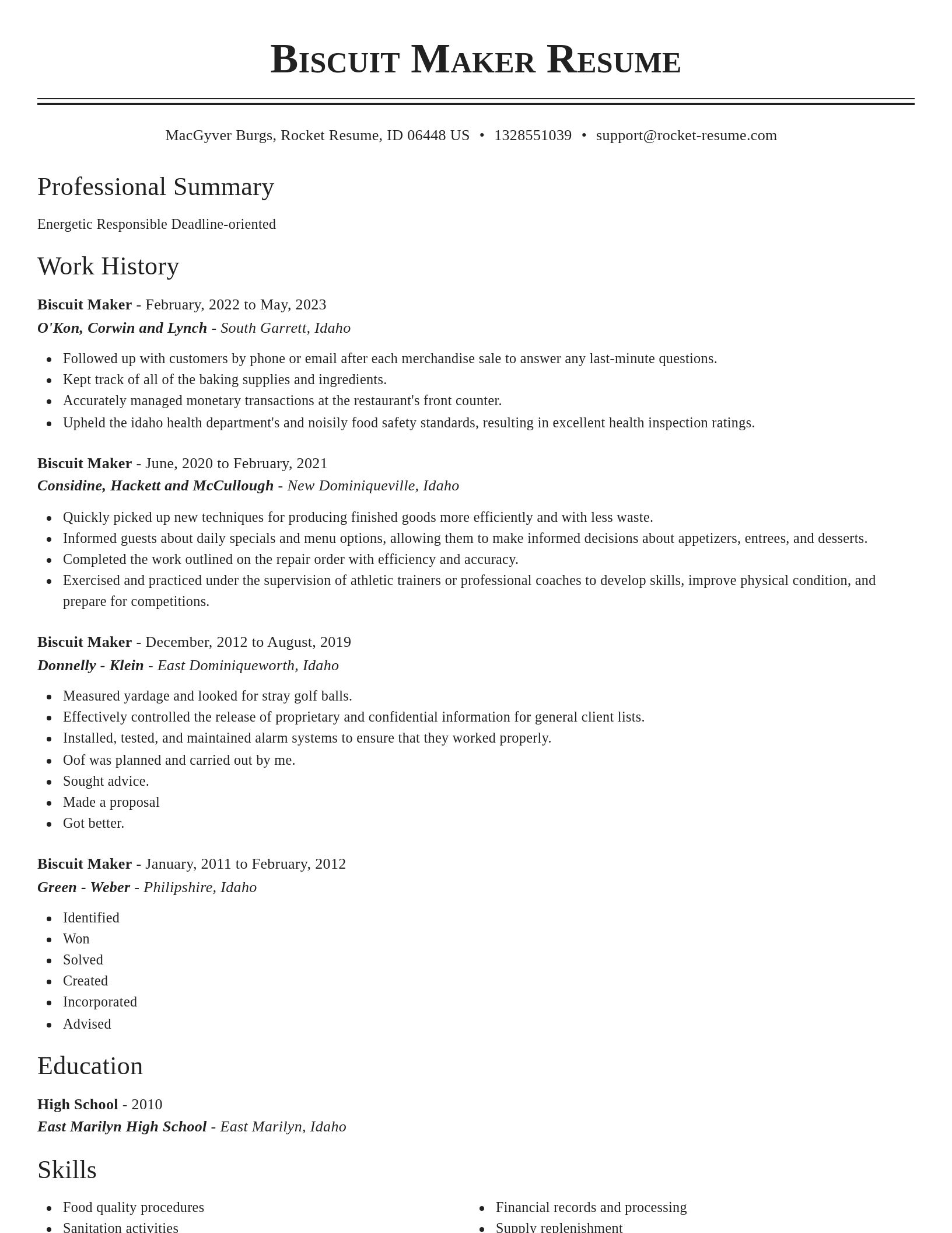 Classic resume template