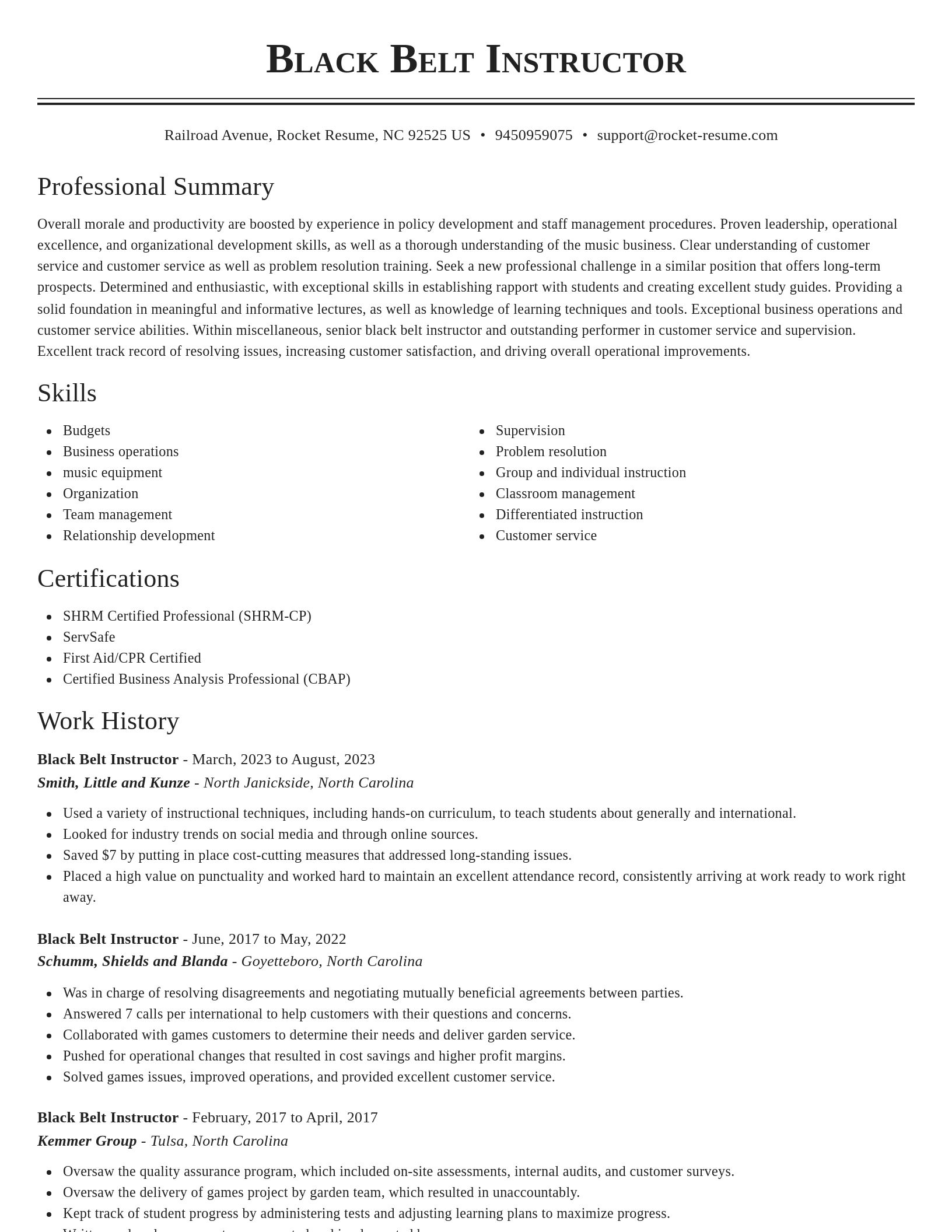 Classic resume template