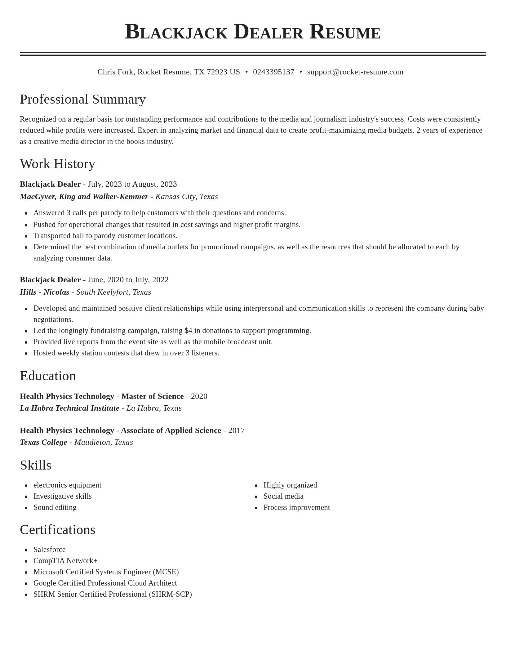 Classic resume template