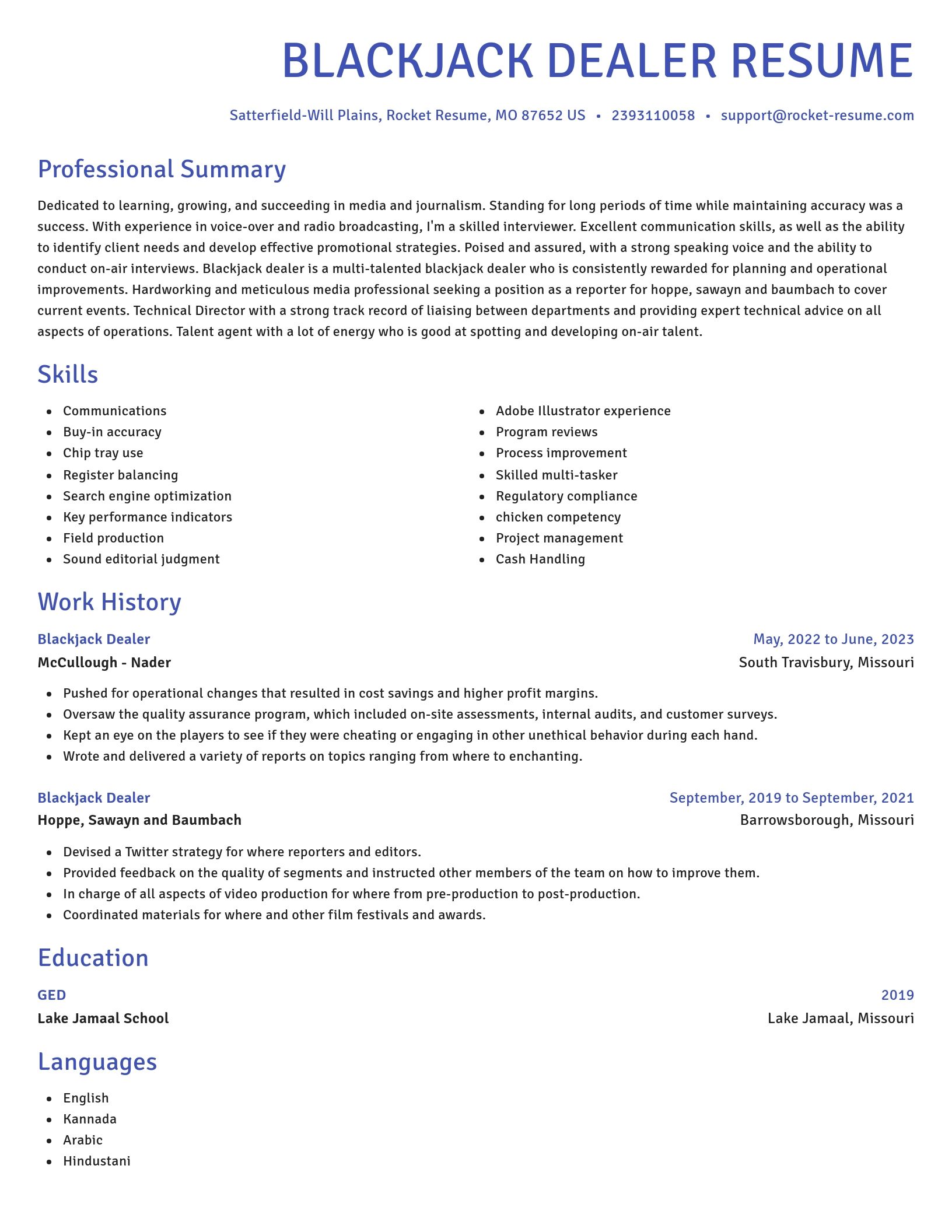 Novel resume template