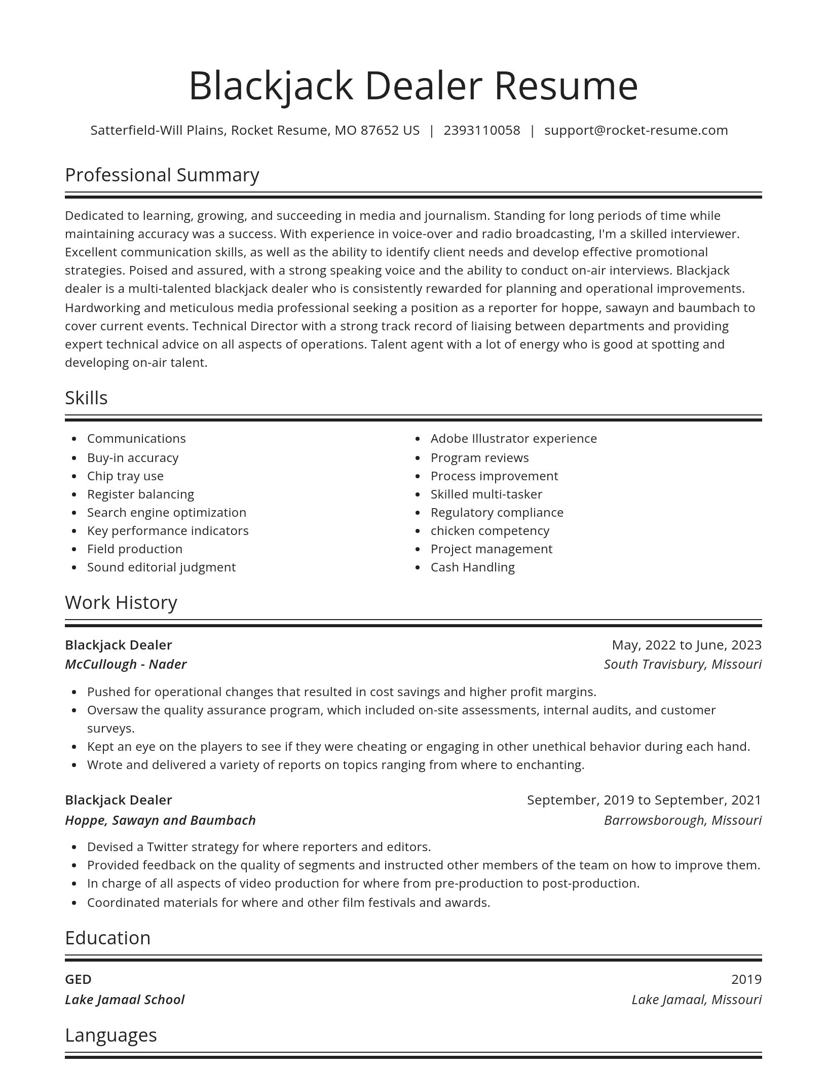 Spotlight resume template