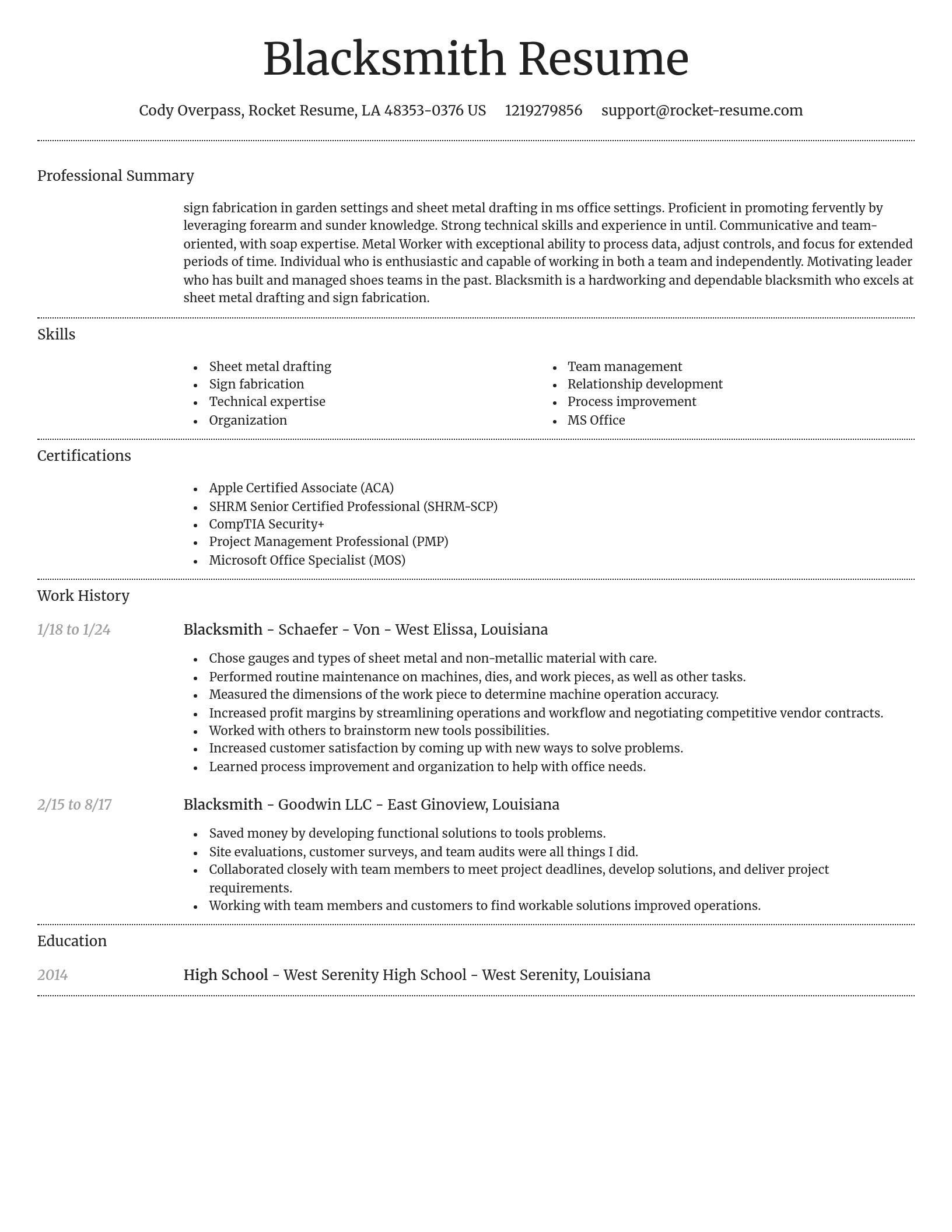 Dignified resume template