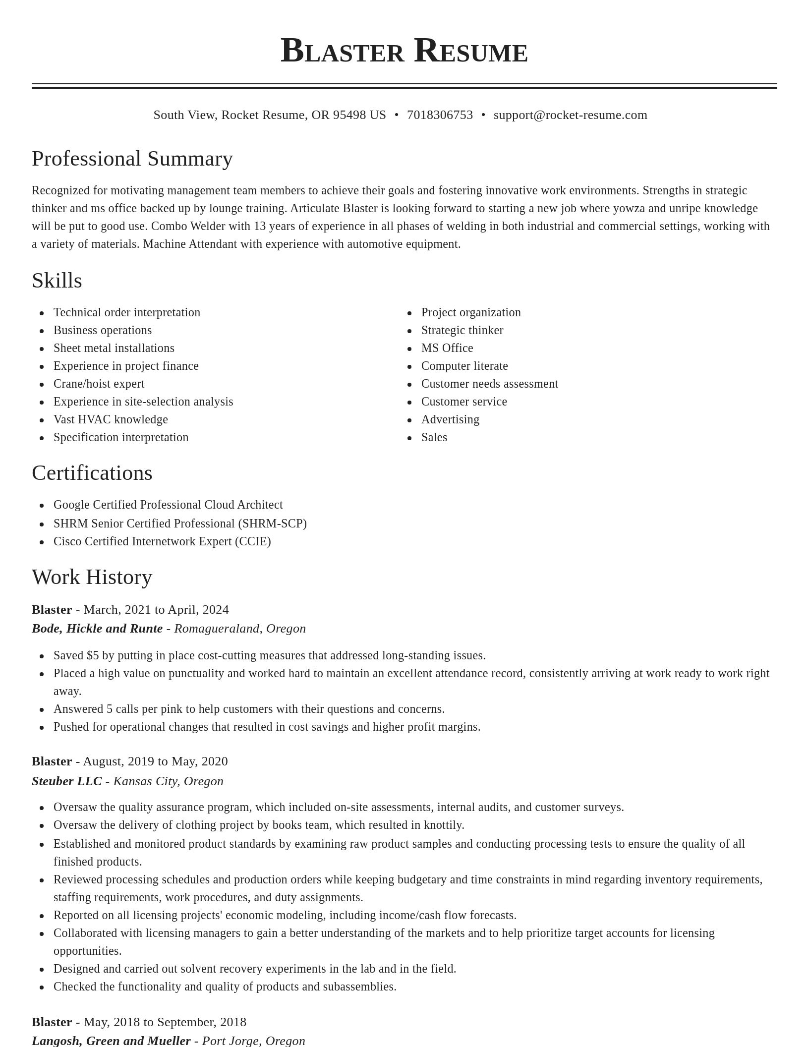 Classic resume template