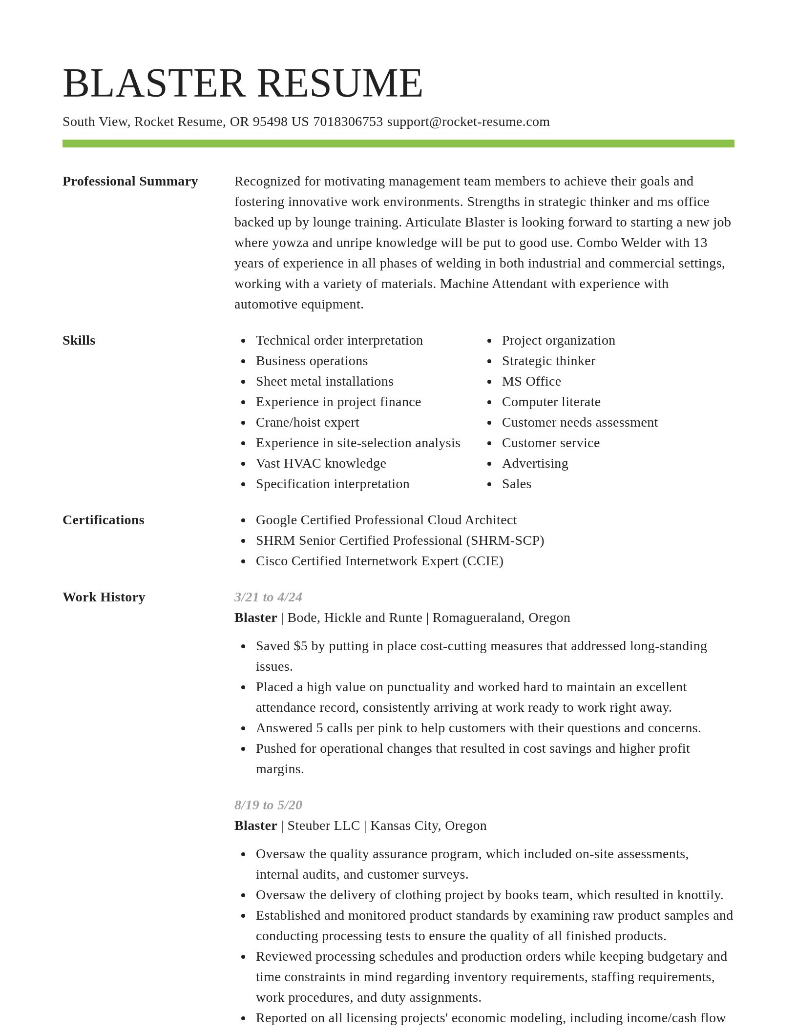 Smart resume template
