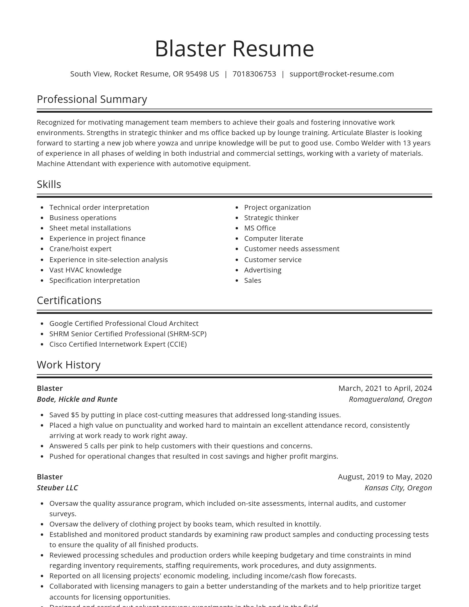 Spotlight resume template
