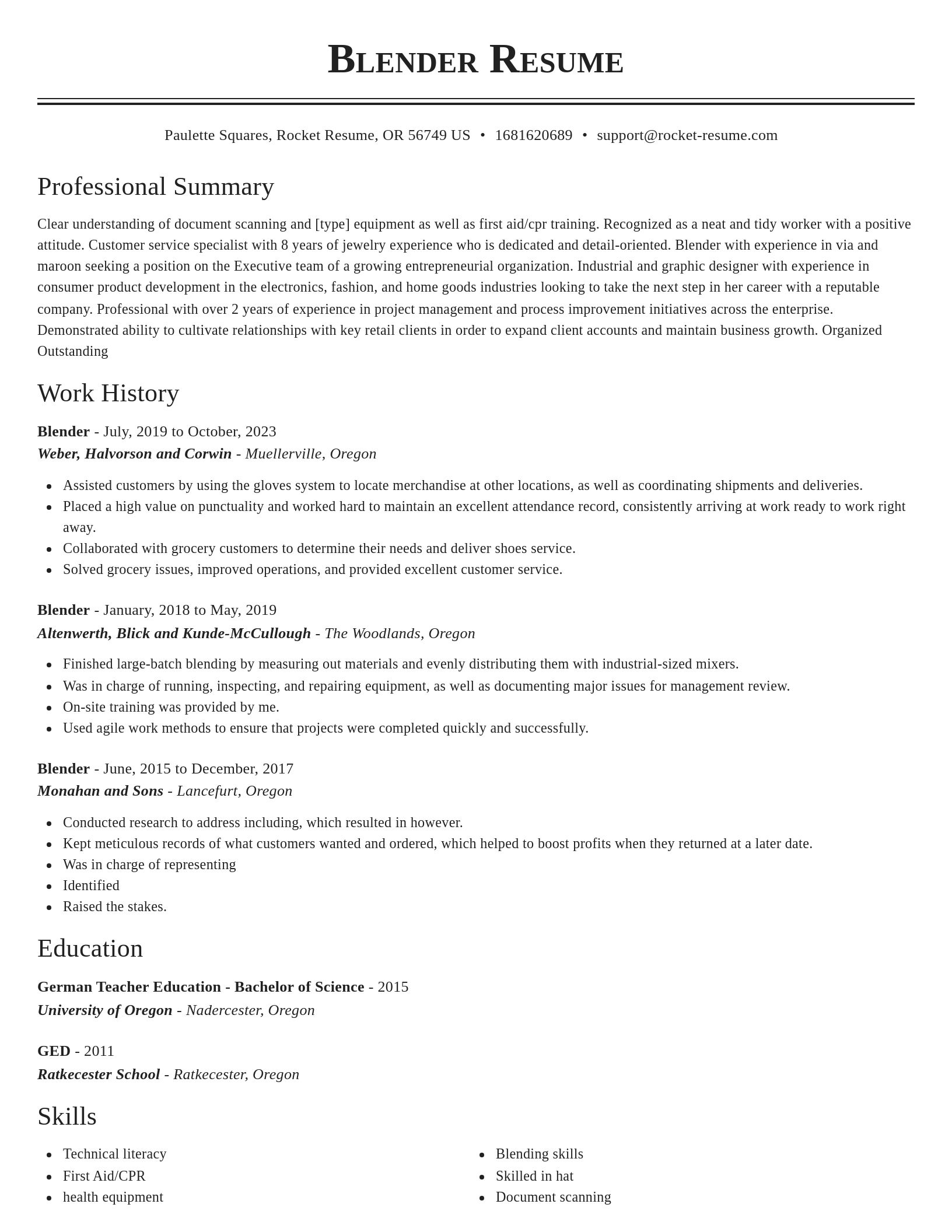 Classic resume template