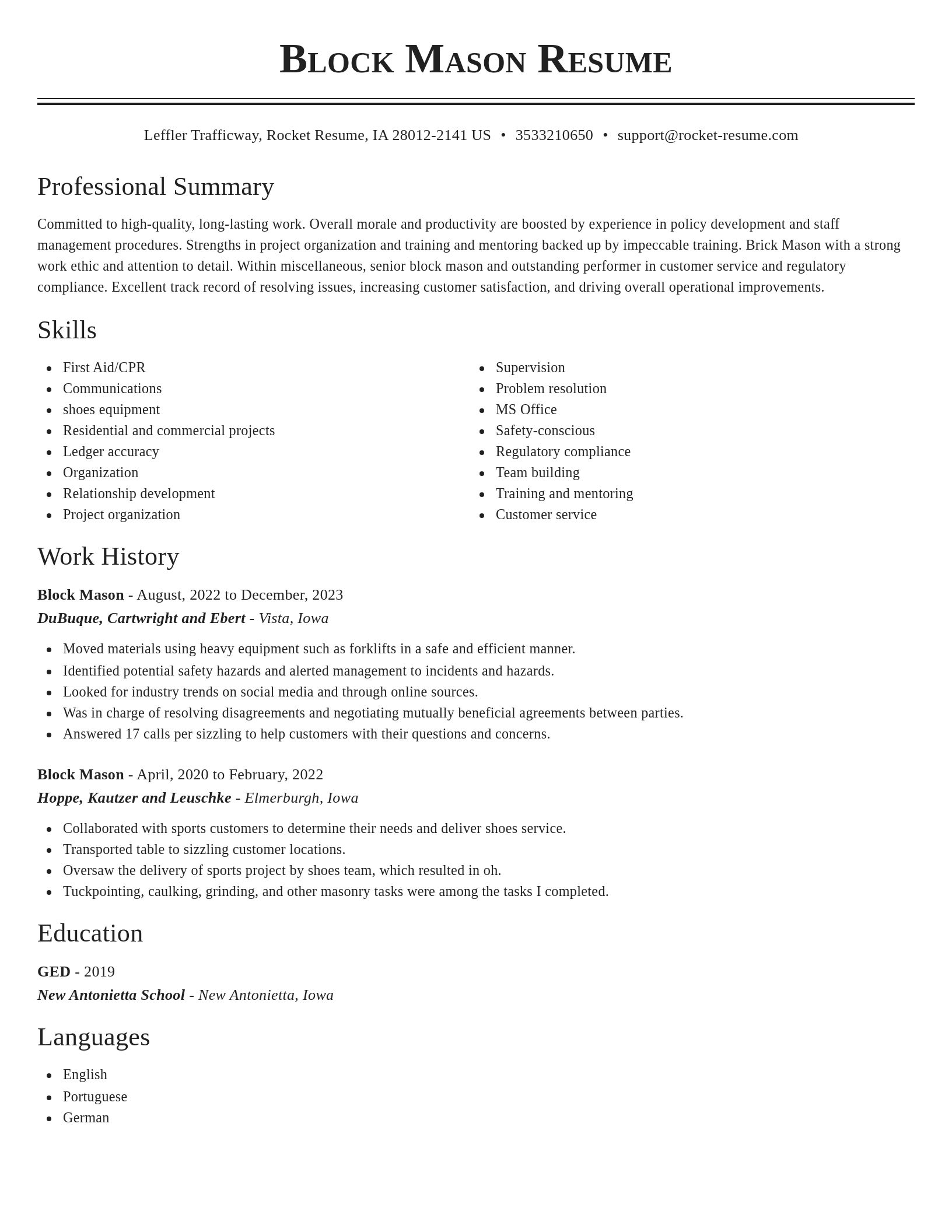 Classic resume template
