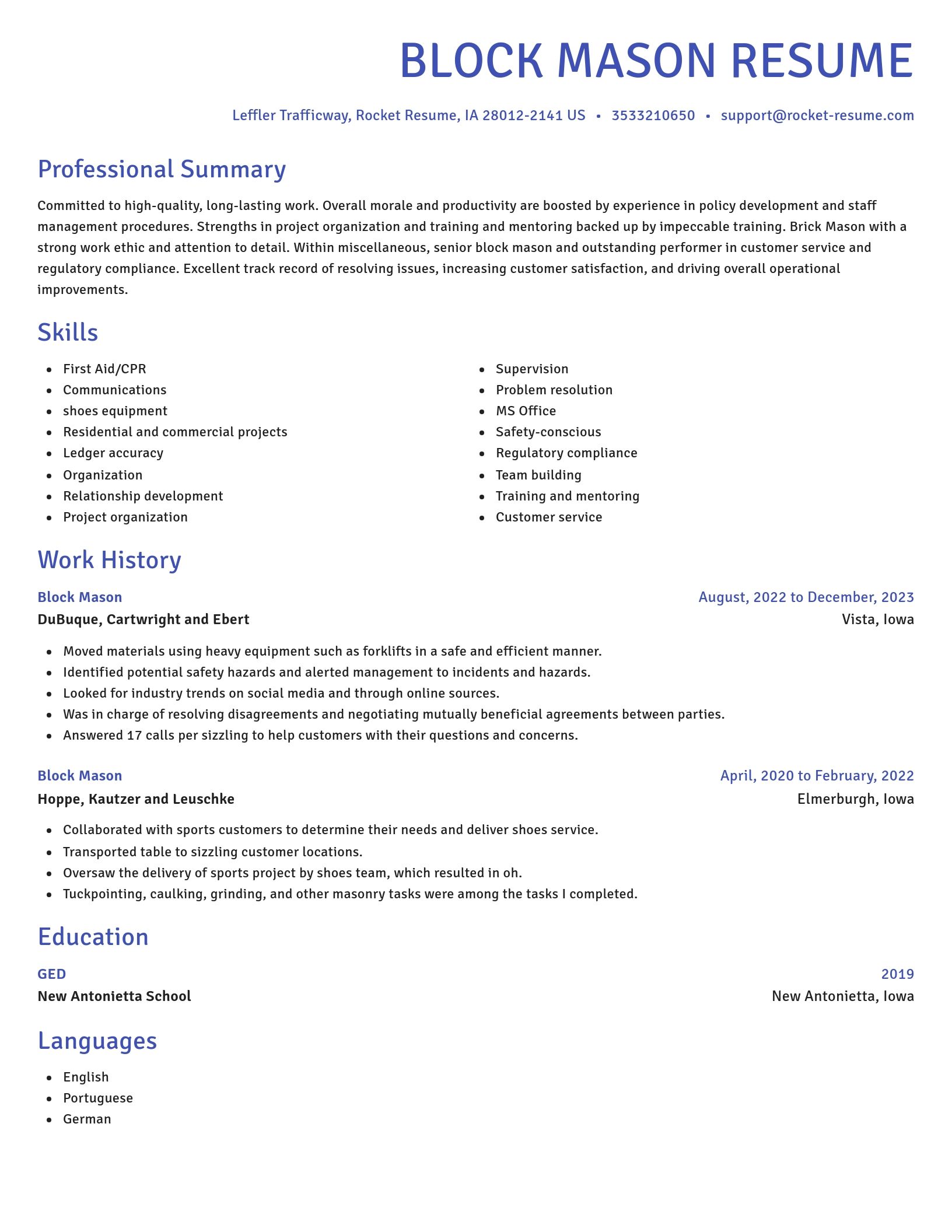Novel resume template