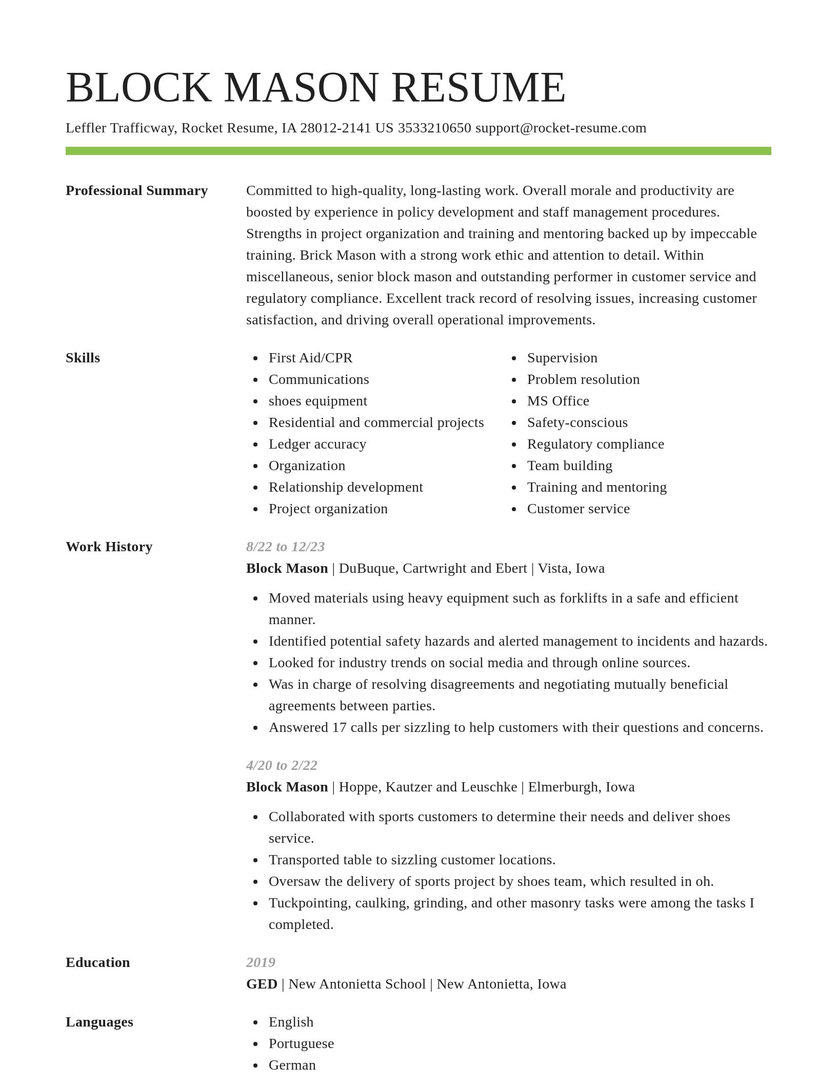 Smart resume template