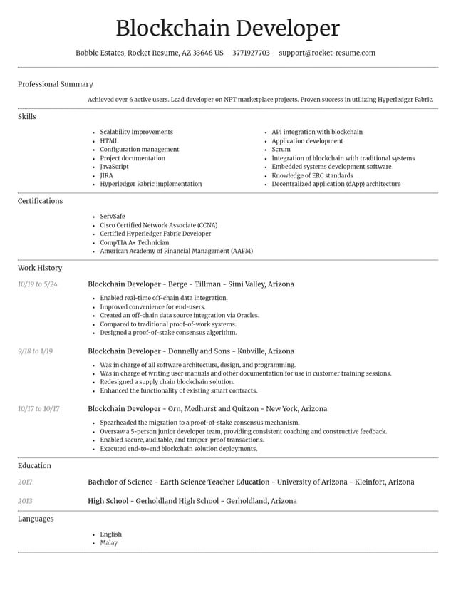 Dignified resume template