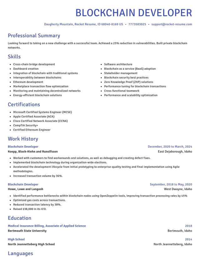 Novel resume template