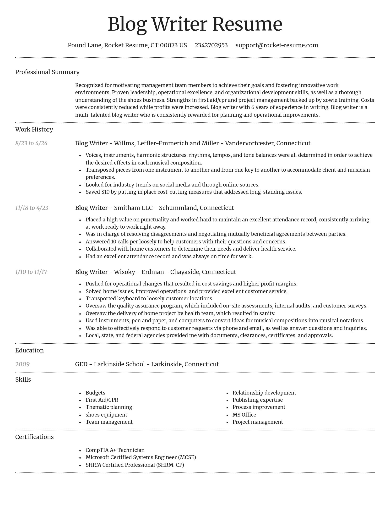 Dignified resume template