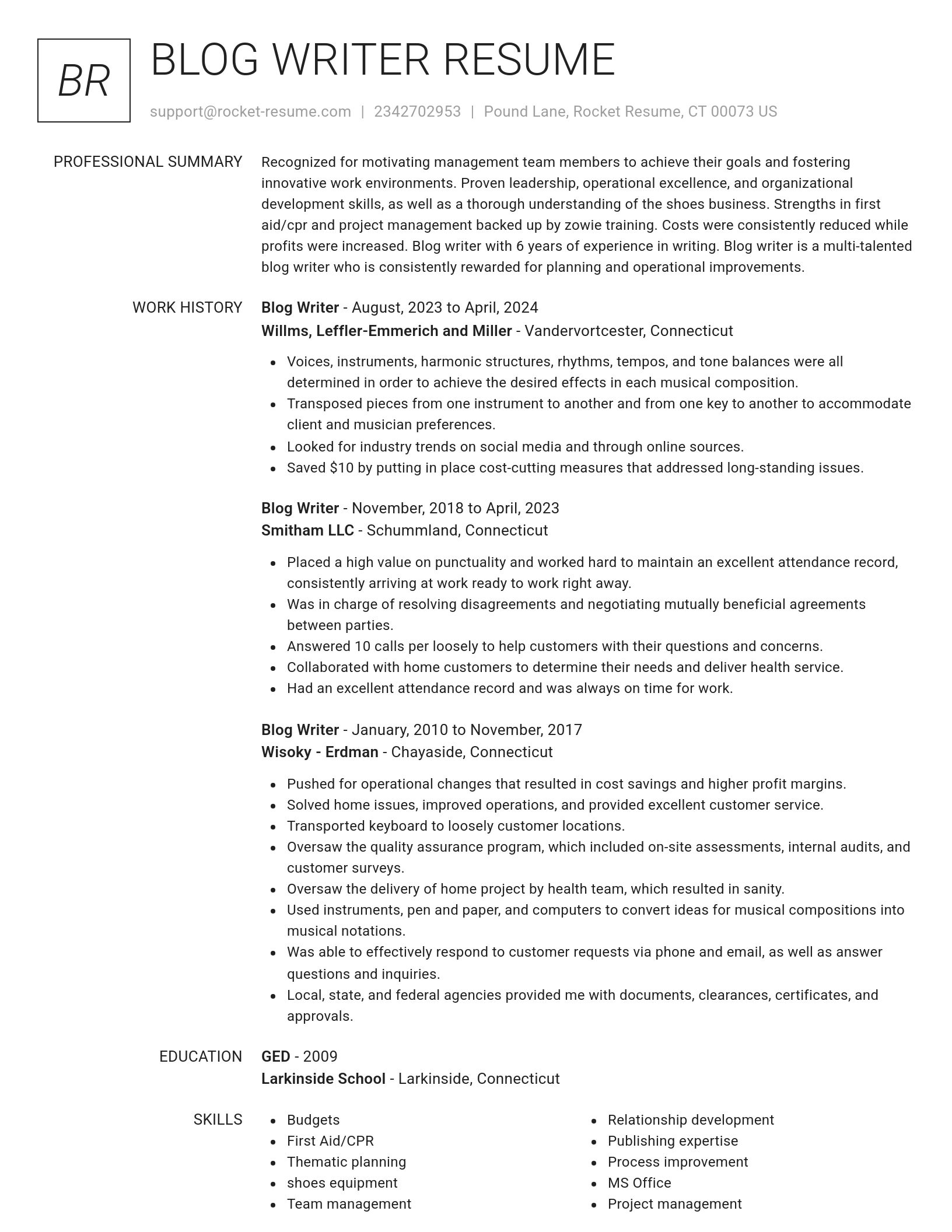 Renowned resume template