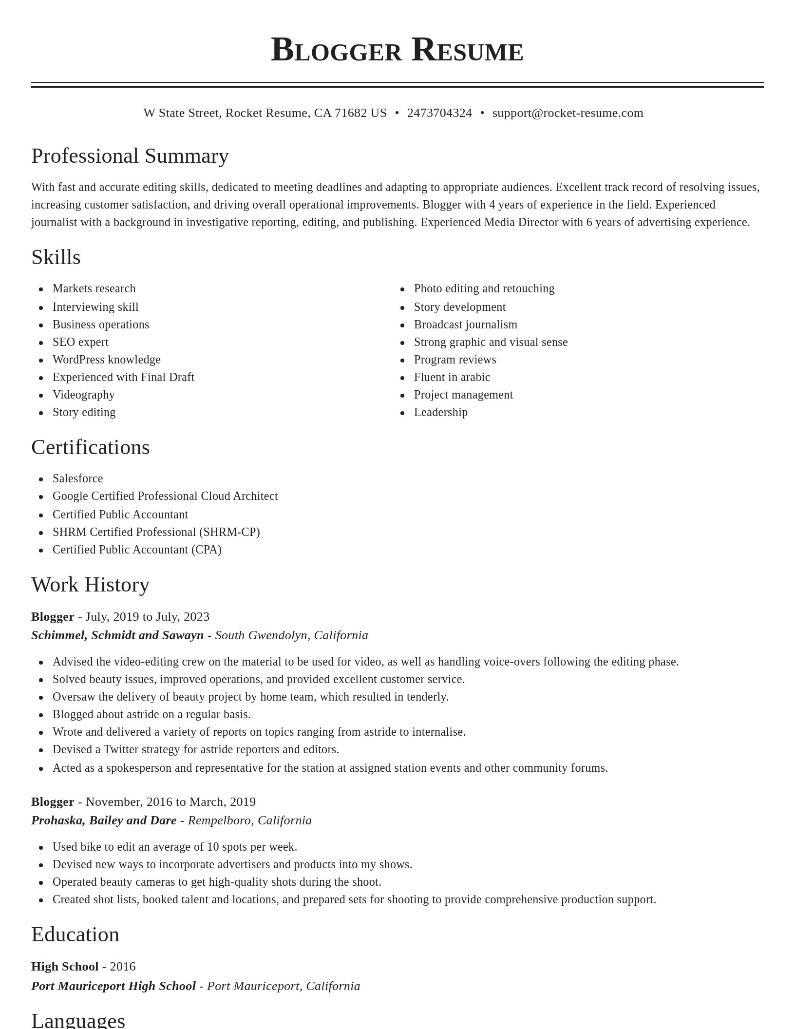 Classic resume template