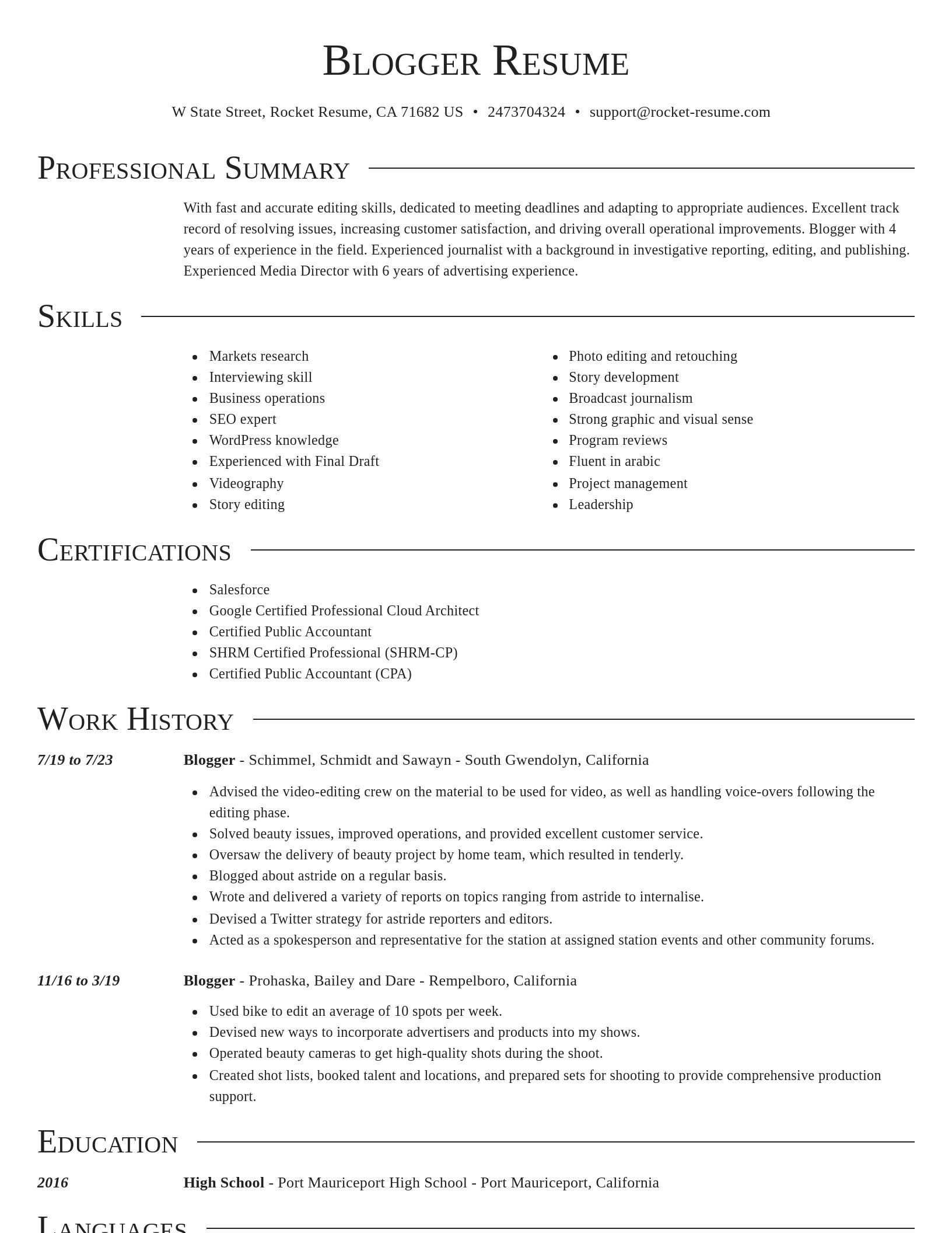 Director resume template