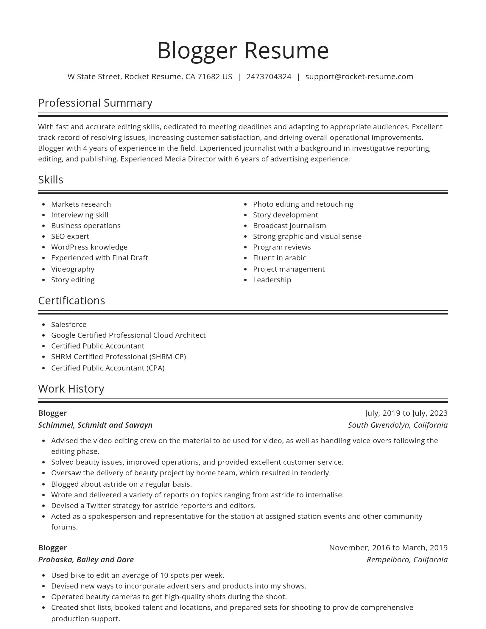 Spotlight resume template