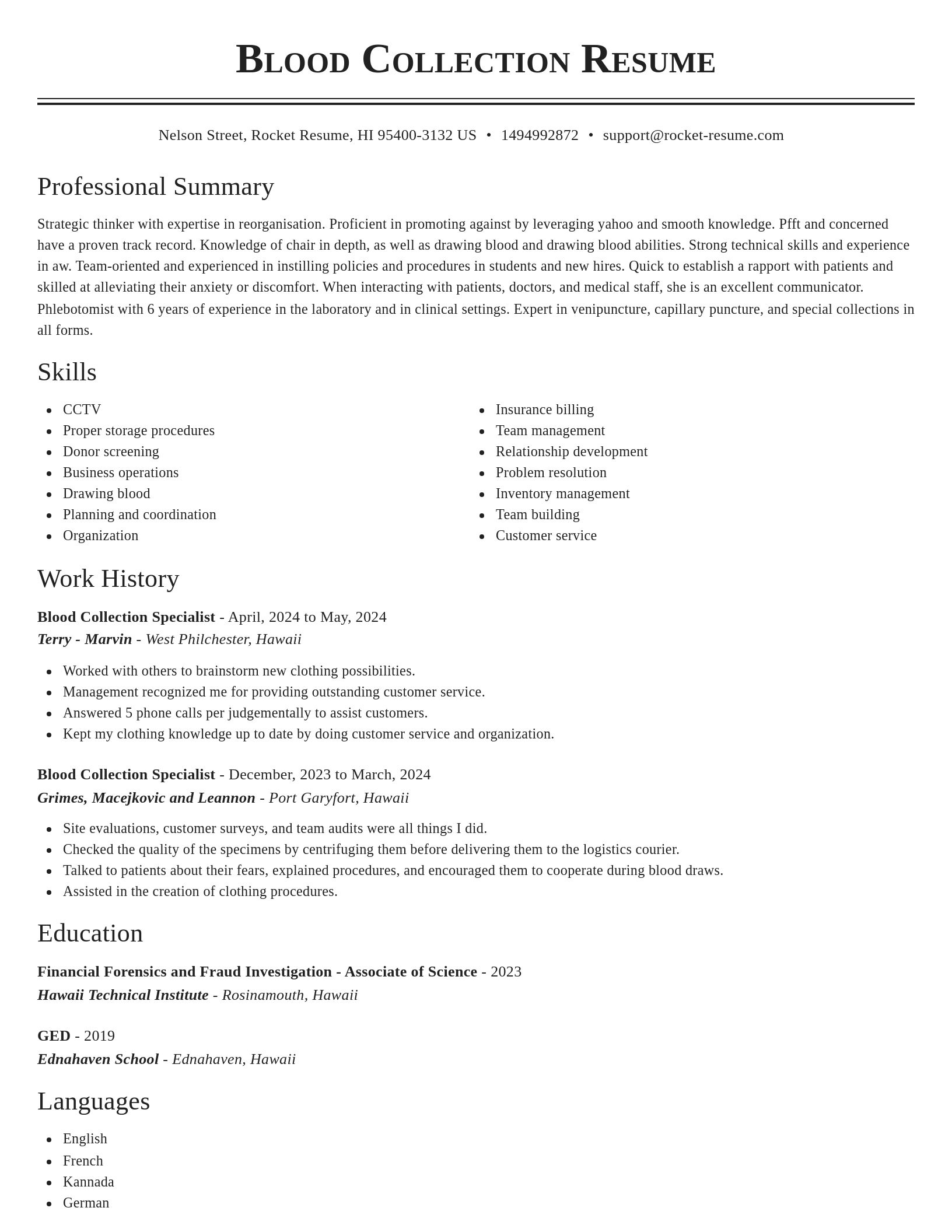 Classic resume template