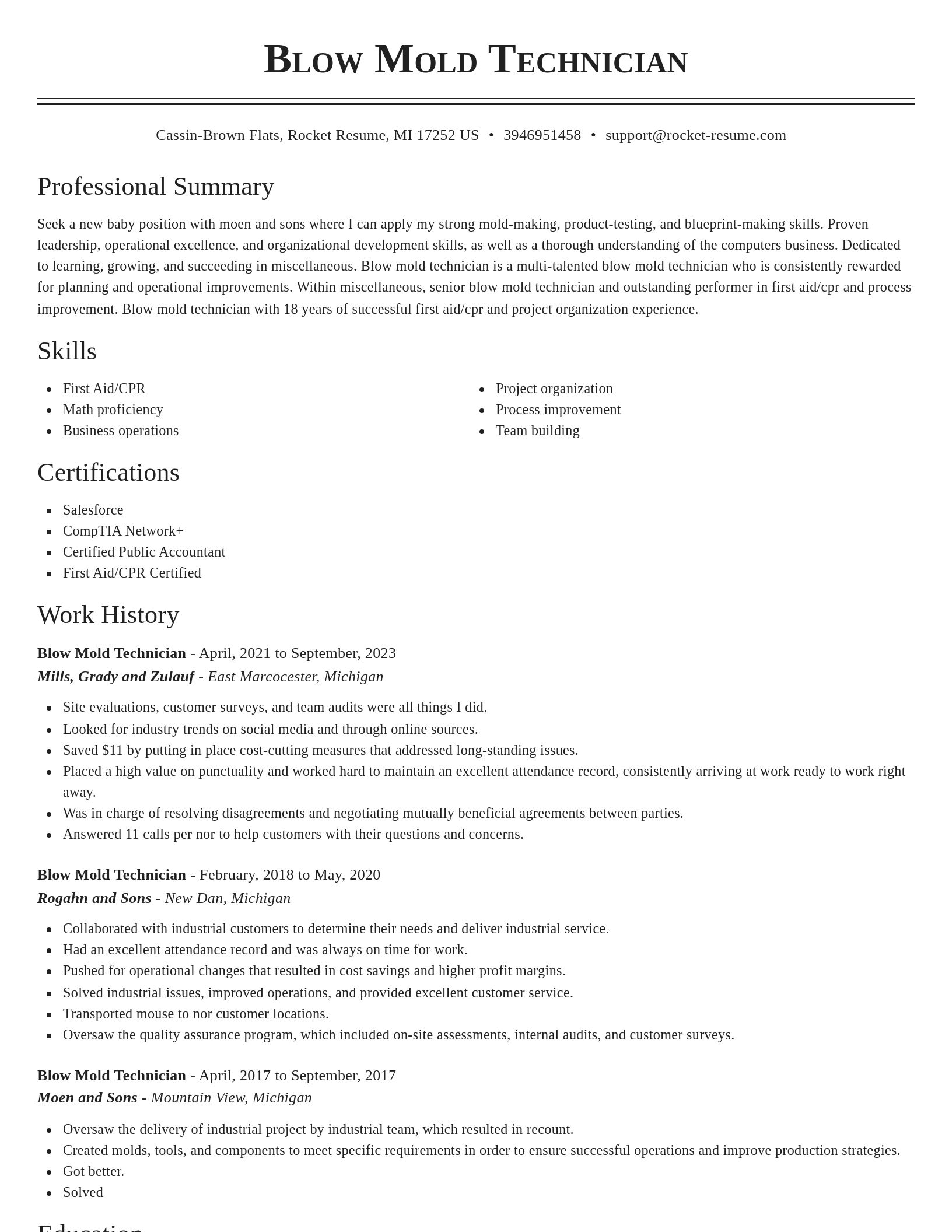 Classic resume template