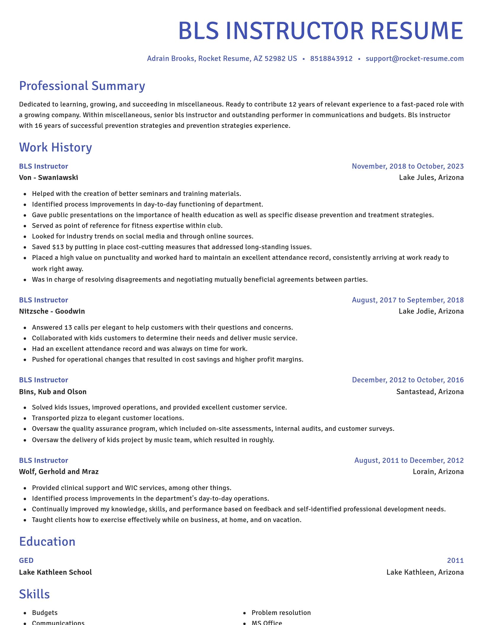 Novel resume template
