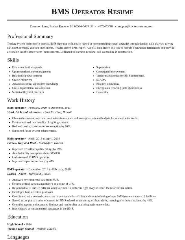 Classic resume template