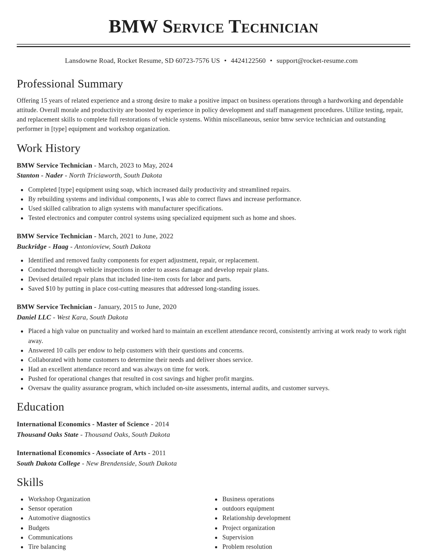 Classic resume template