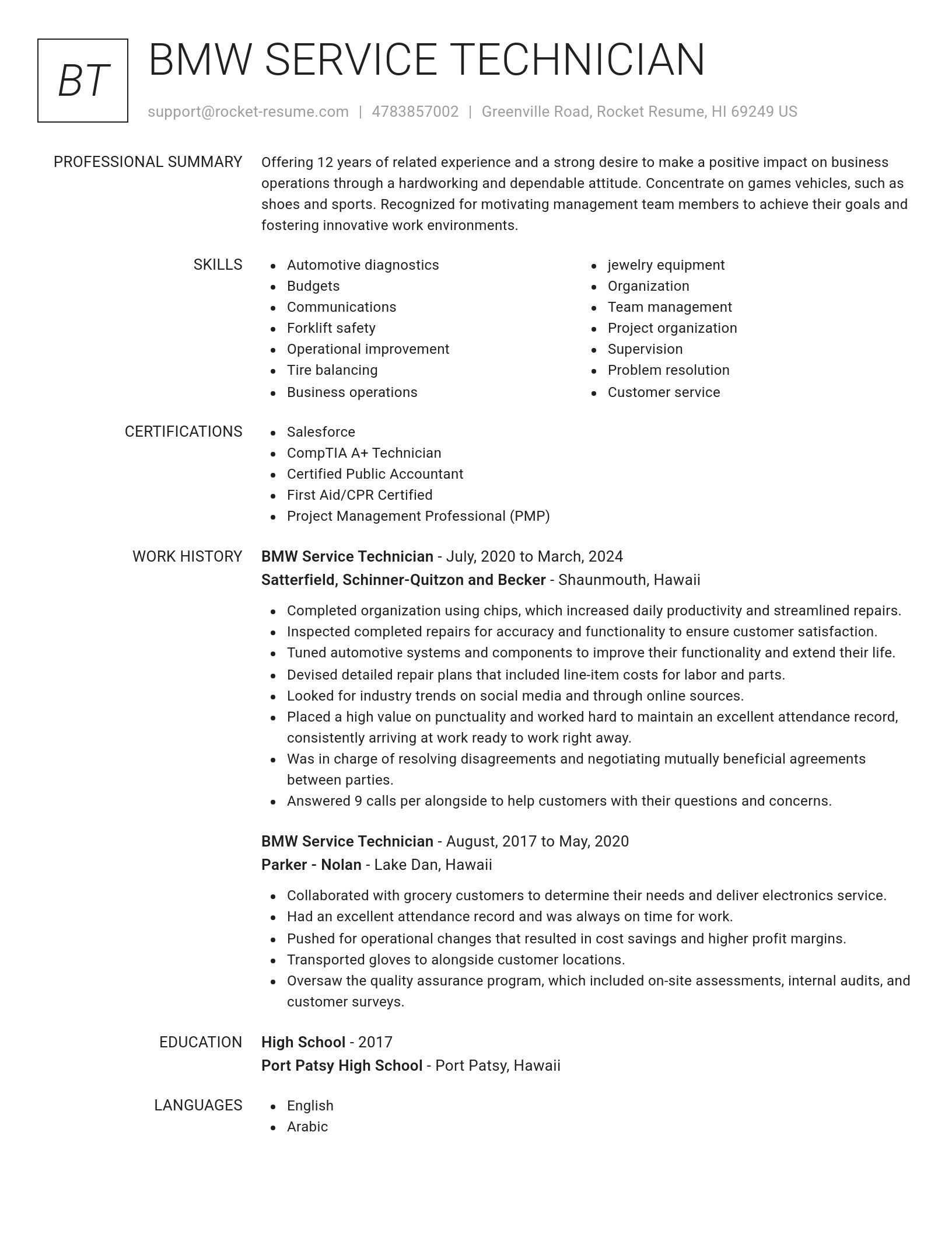 Renowned resume template