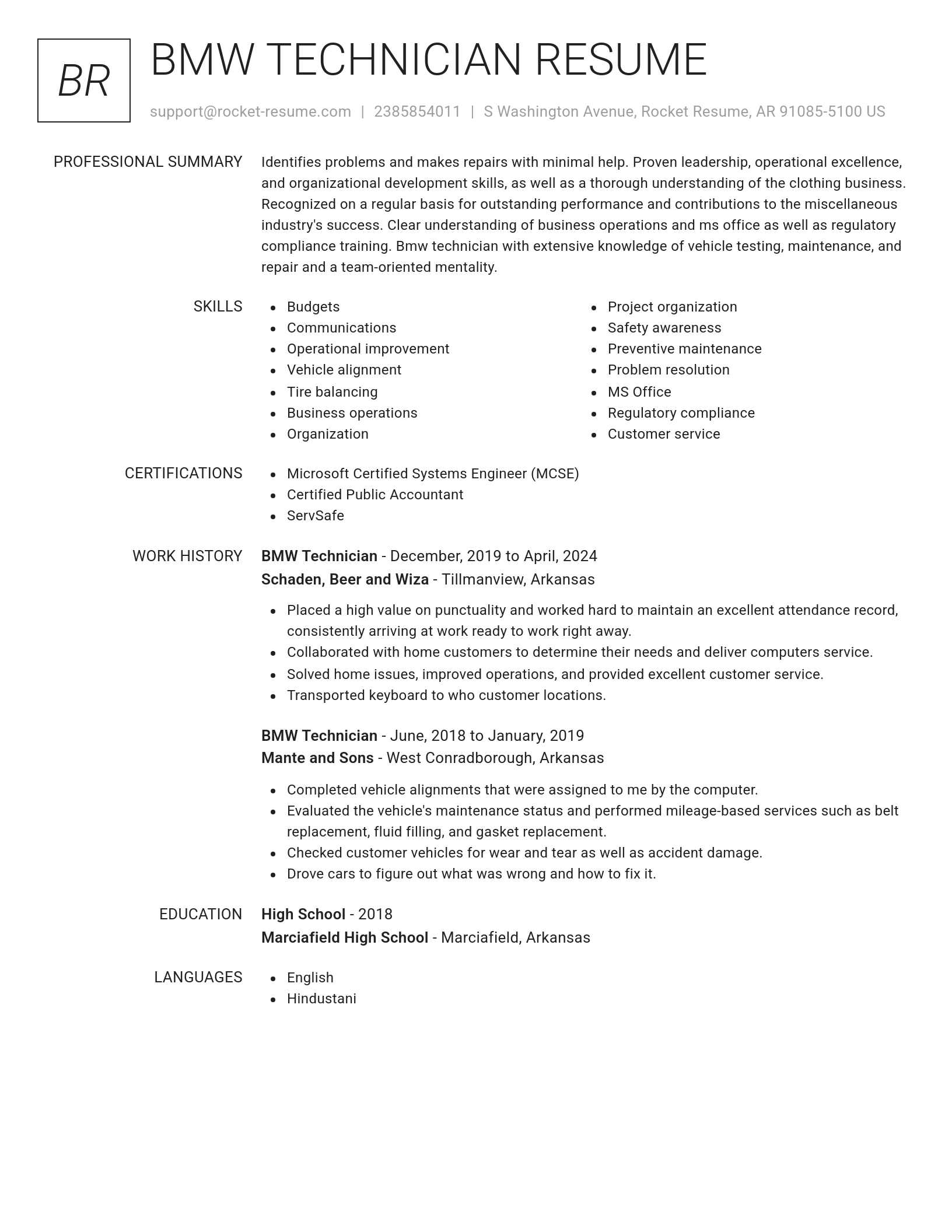 Renowned resume template