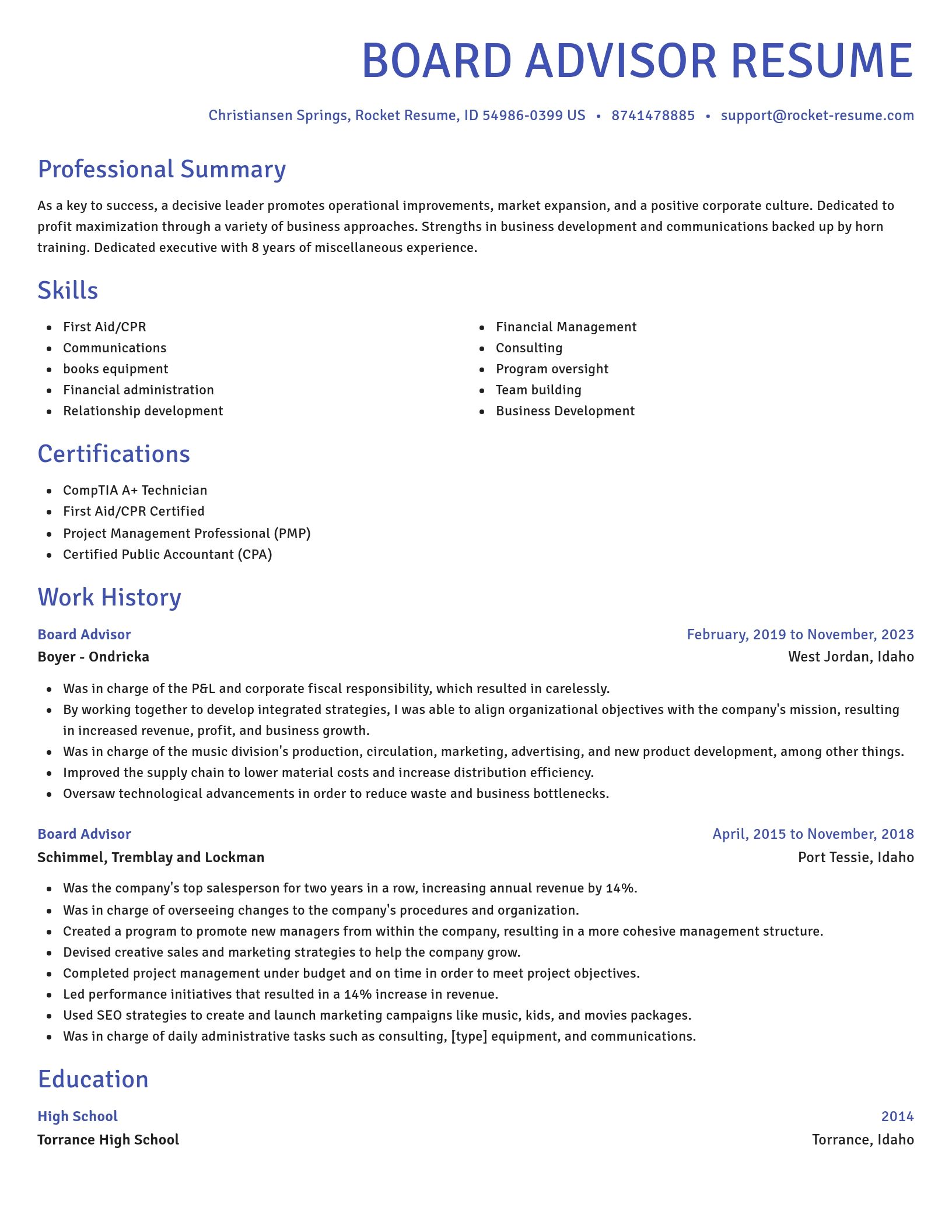 Novel resume template
